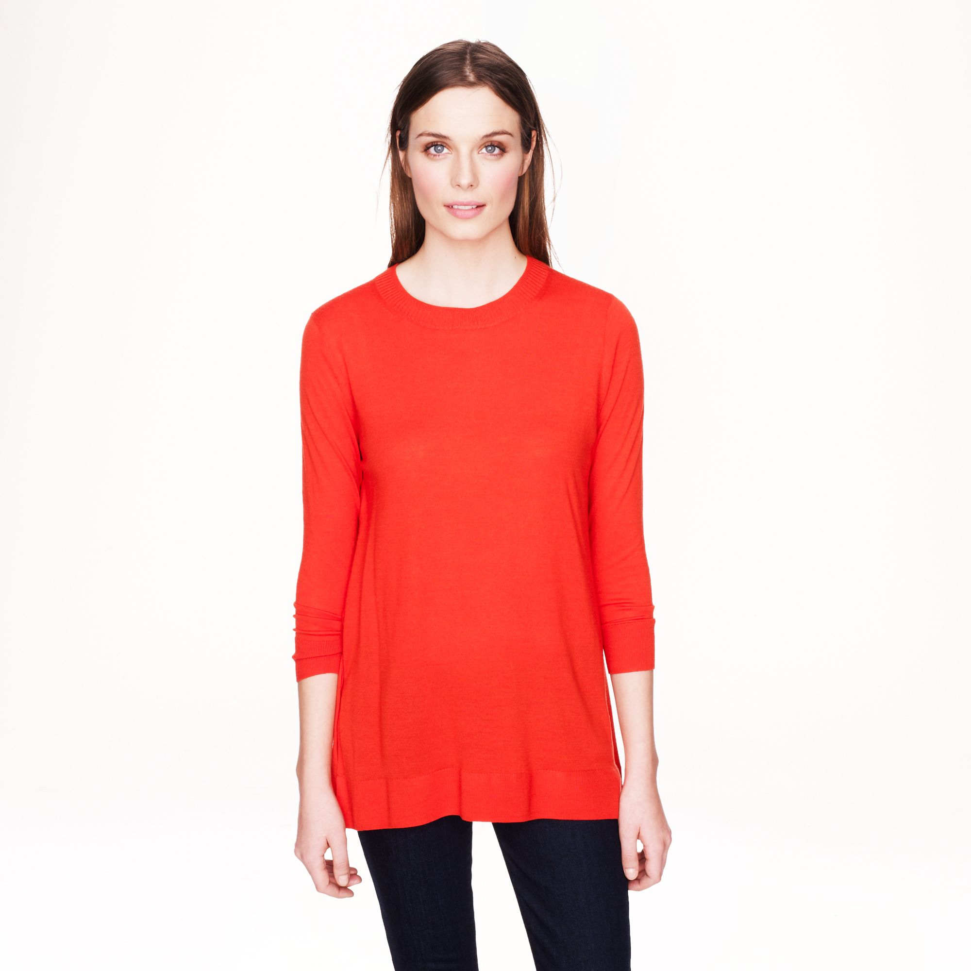 Lyst - J.Crew Lightweight Merino Tunic Sweater in Red