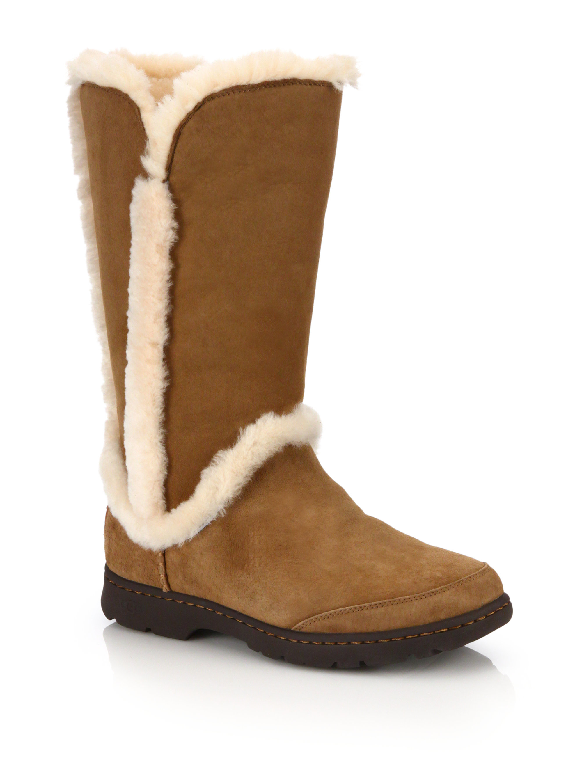 Ugg Katia Suede, Shearling & Faux Fur Boots in Brown | Lyst