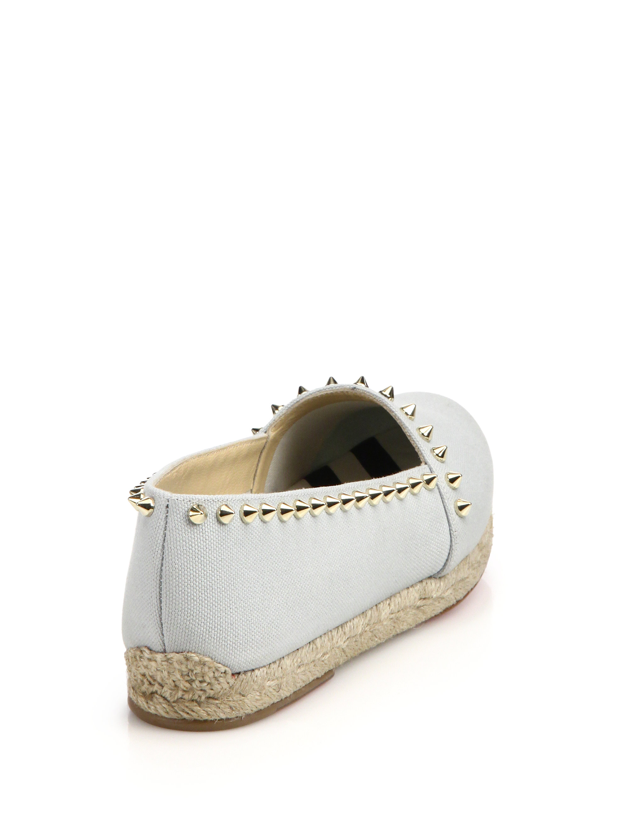 Christian louboutin Studded Canvas Espadrilles in White (ivory) | Lyst  