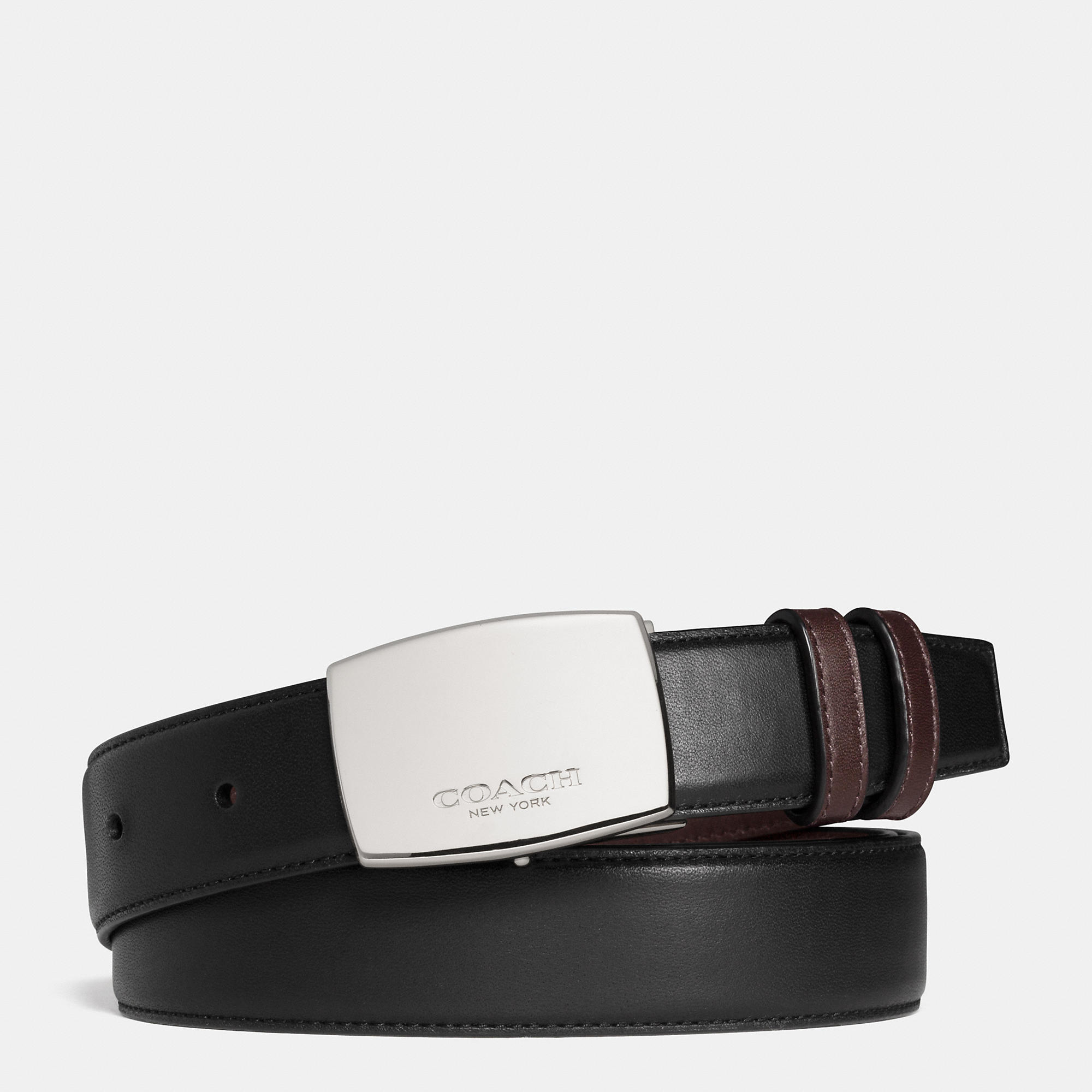 Coach Dress Plaque Cut-to-size Reversible Smooth Leather Belt in Black for Men | Lyst