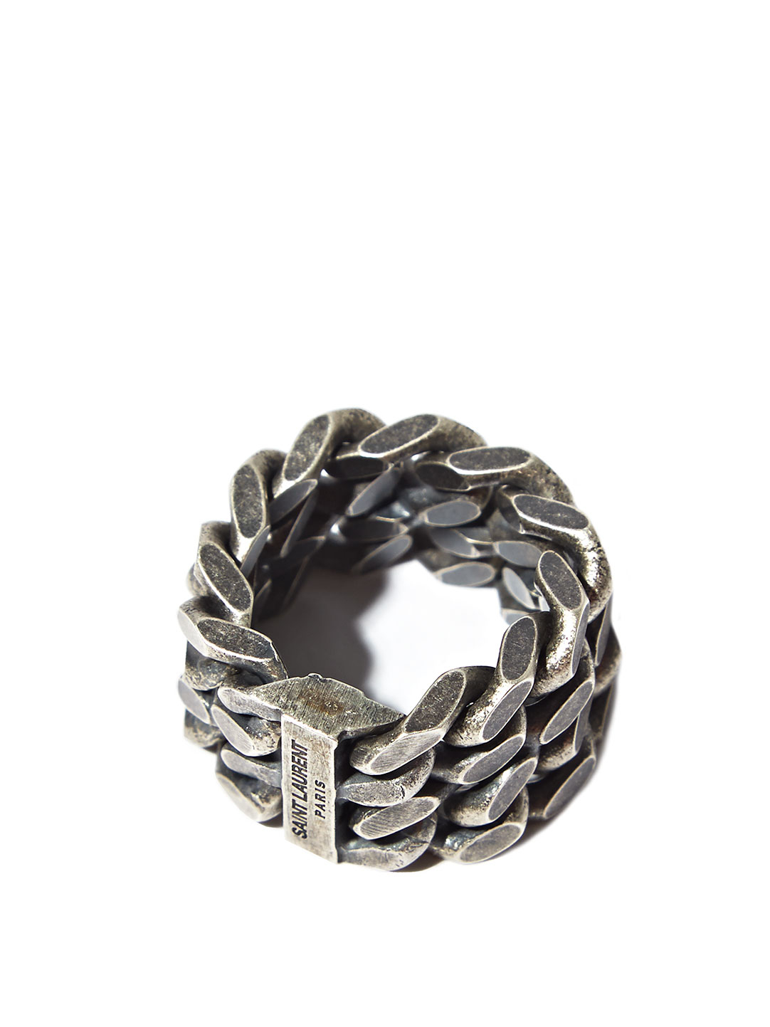Lyst Saint Laurent Mens Silver Double Chain Ring in Metallic for Men