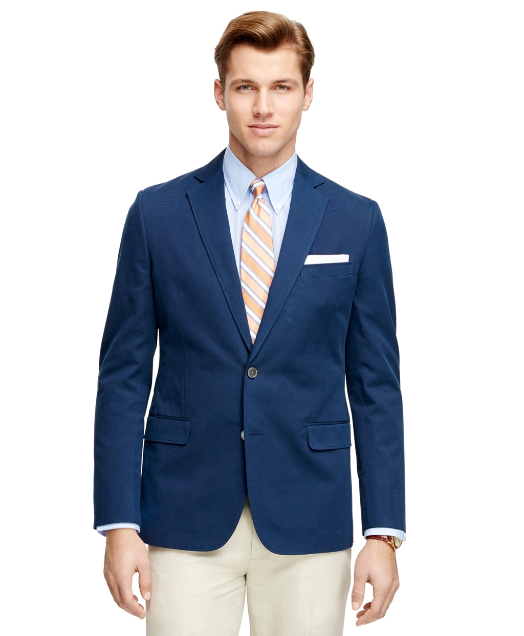 Brooks Brothers Fitzgerald Fit Two Button Cotton Blazer In Blue For Men