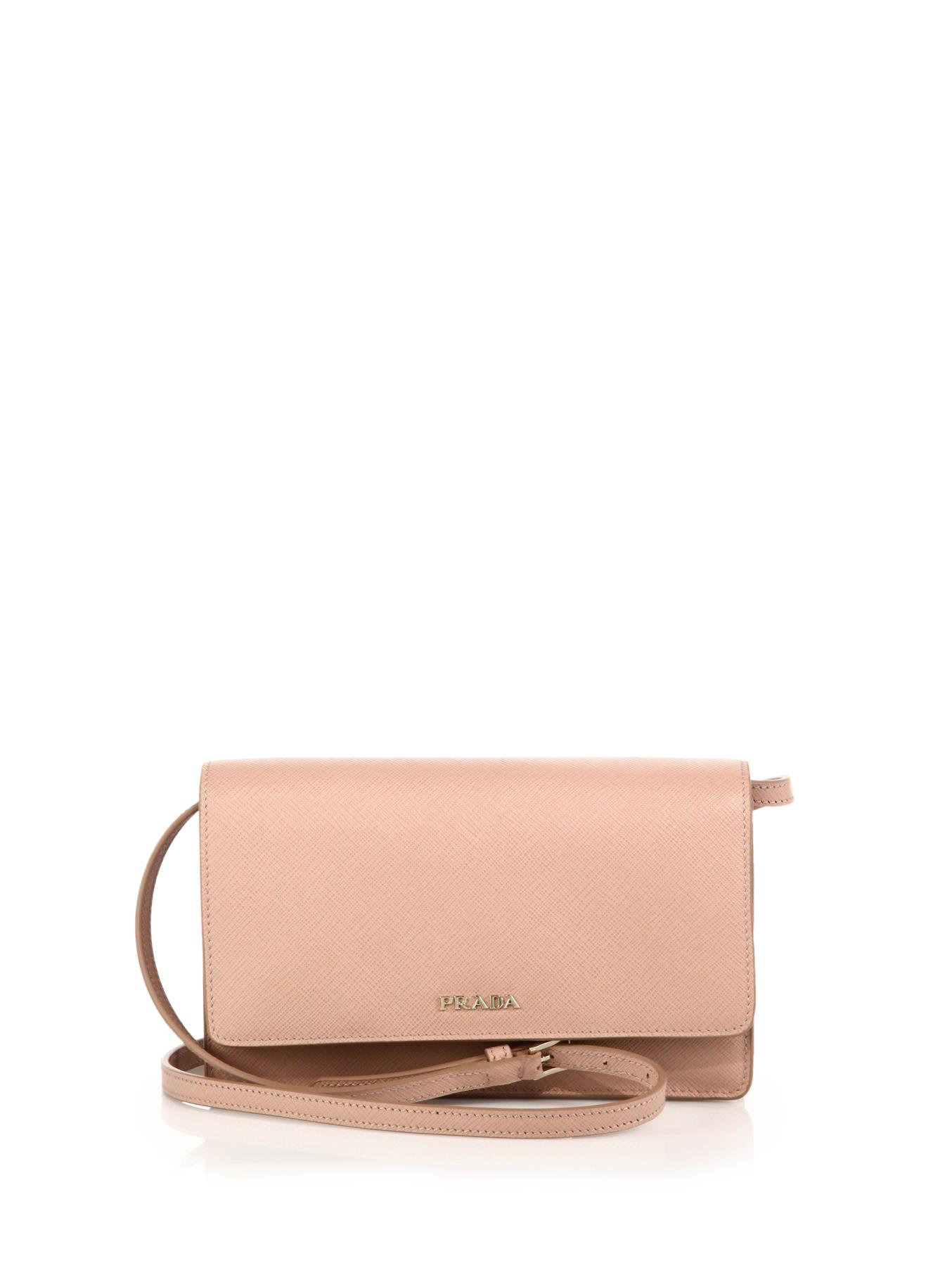 Prada Saffiano Lux Small Crossbody Bag in Pink (blush) | Lyst