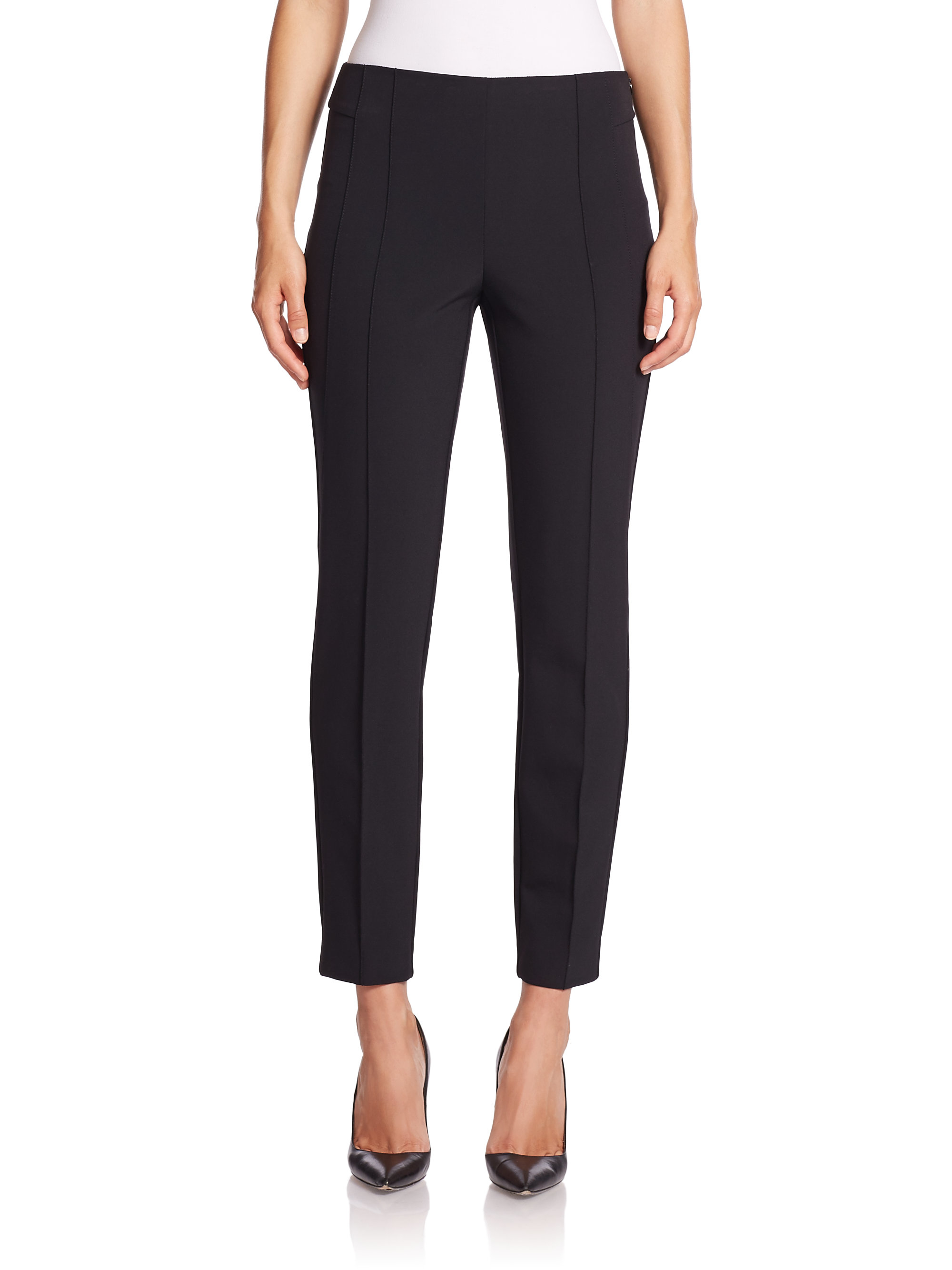 Lafayette 148 new york Pinched-seam Slim Ankle Pants in Black | Lyst