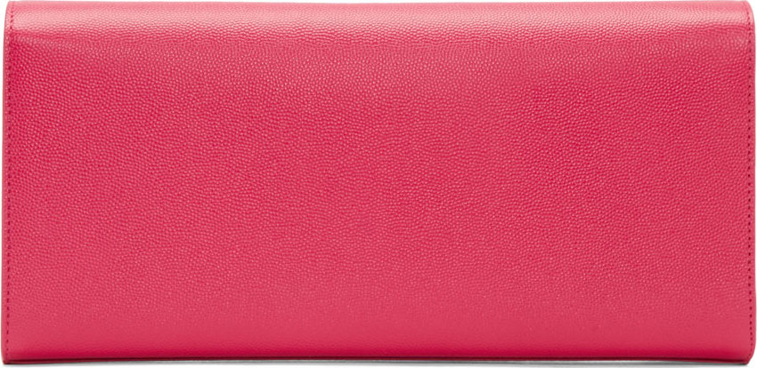 Saint laurent Fuchsia Grained Leather Monogram Clutch in Pink ...