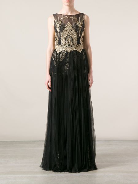 Notte By Marchesa Embroidered Evening Gown in Black | Lyst