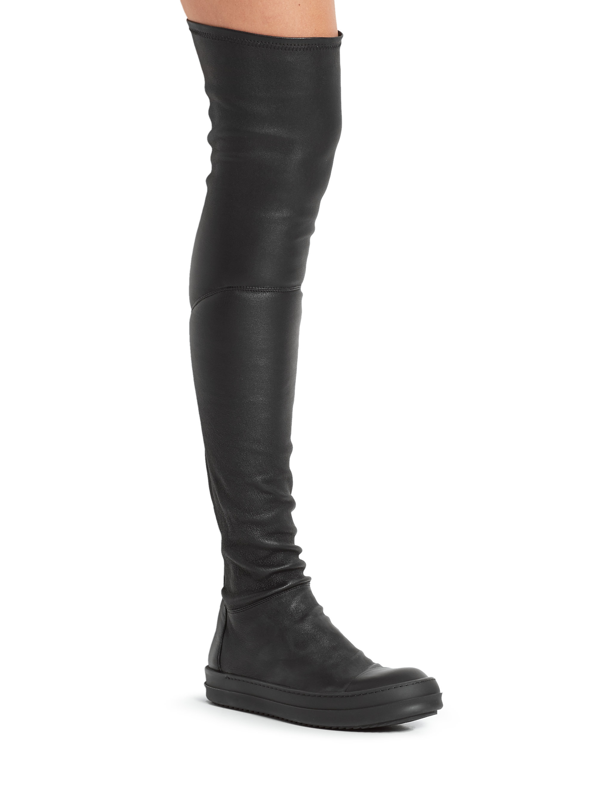 Lyst - Rick Owens Over-the-knee Leather Sock Boots in Black