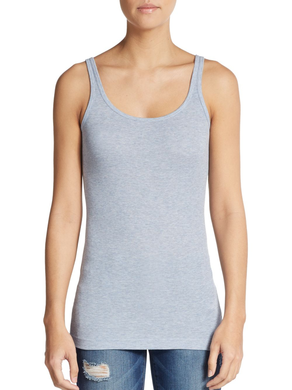 Lyst - Vince Ribbed Tank Top in Blue