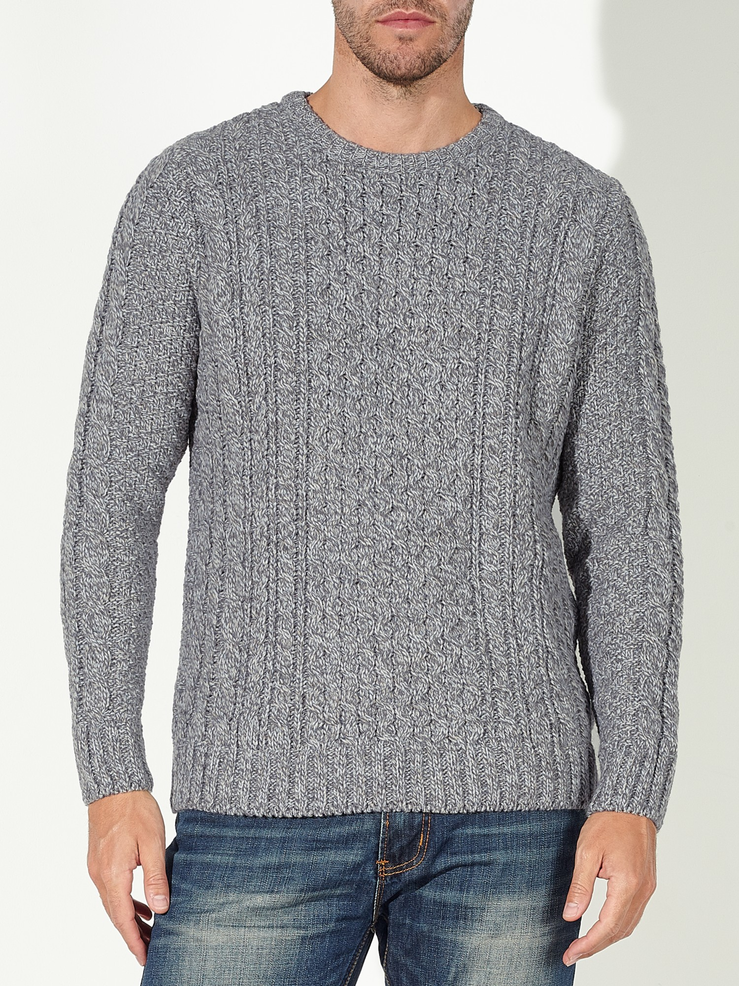 John lewis Made In England Cable Knit Wool Jumper in Gray for Men ...