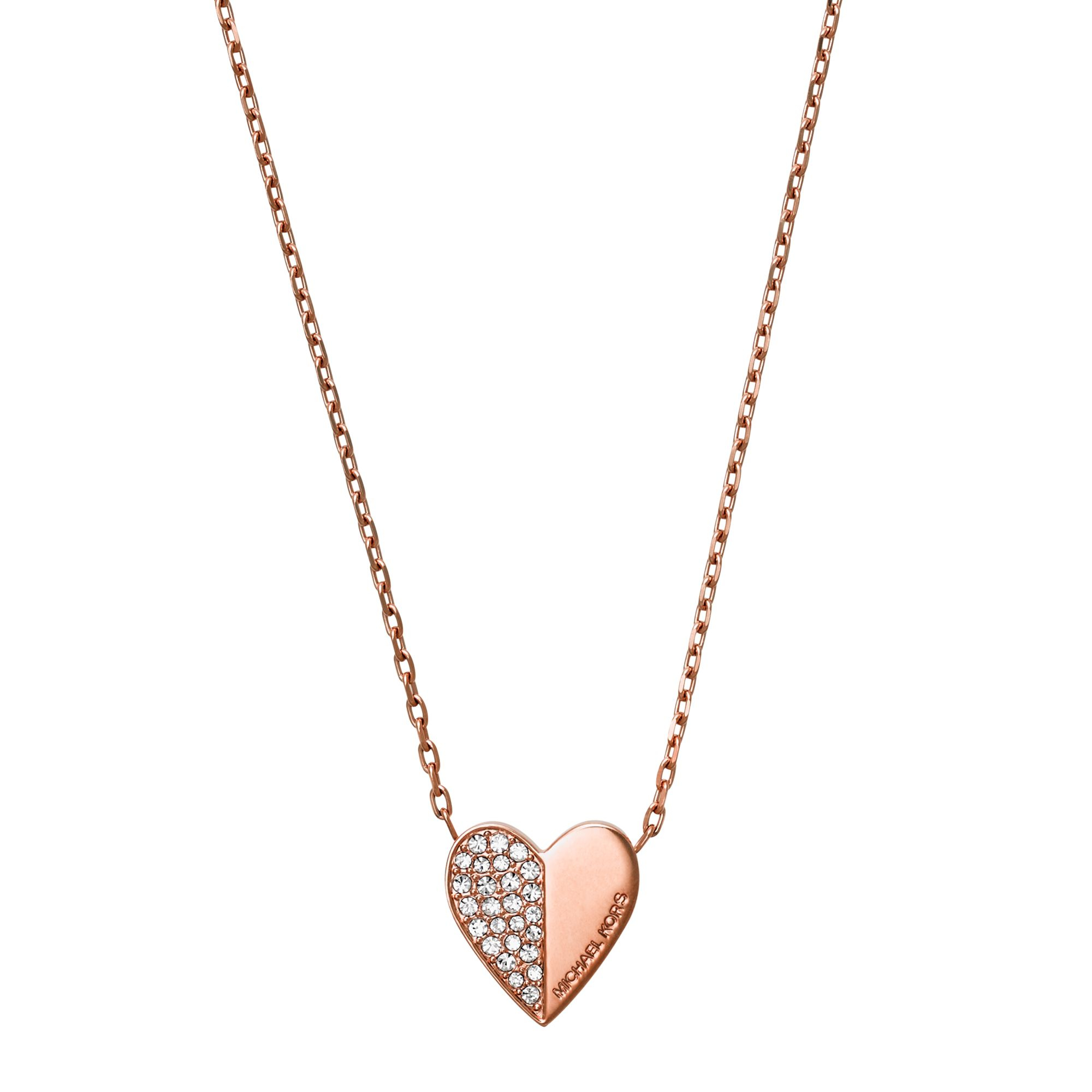michael kors crystal heart pendant necklace