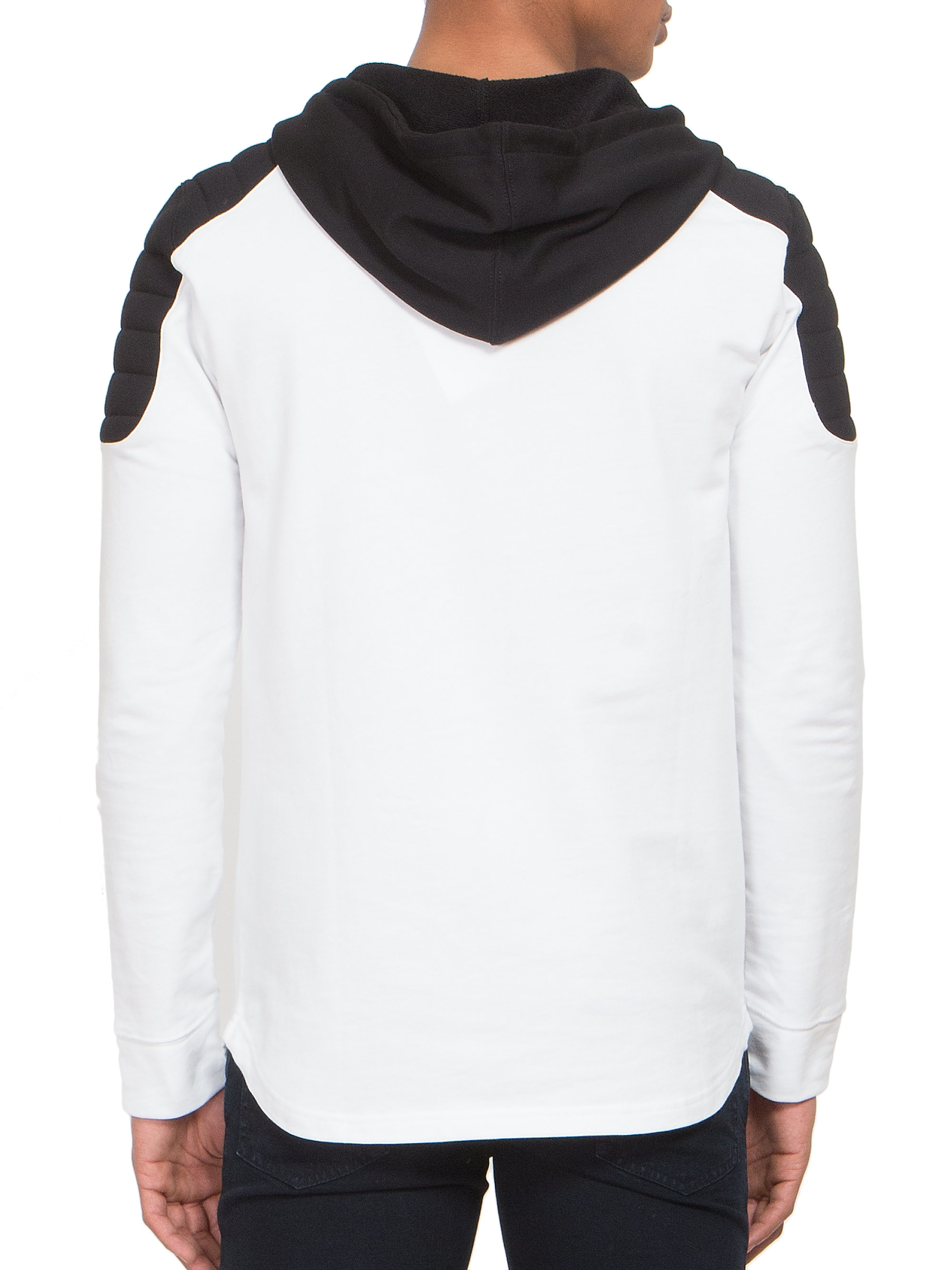 Lyst - Balmain Quilted Shoulder Logo Hoodie in White for Men