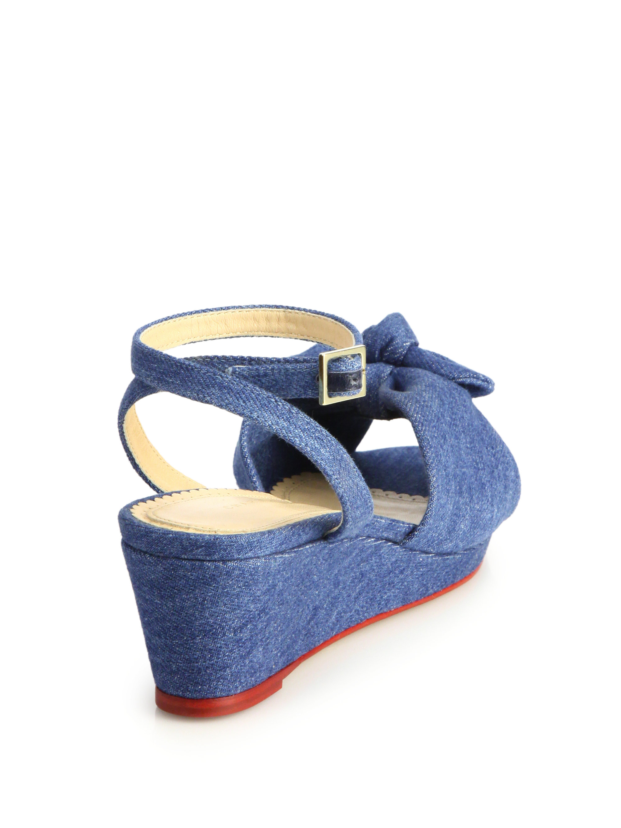 Lyst - Charlotte Olympia Alexa Denim Wedge Sandals in Blue