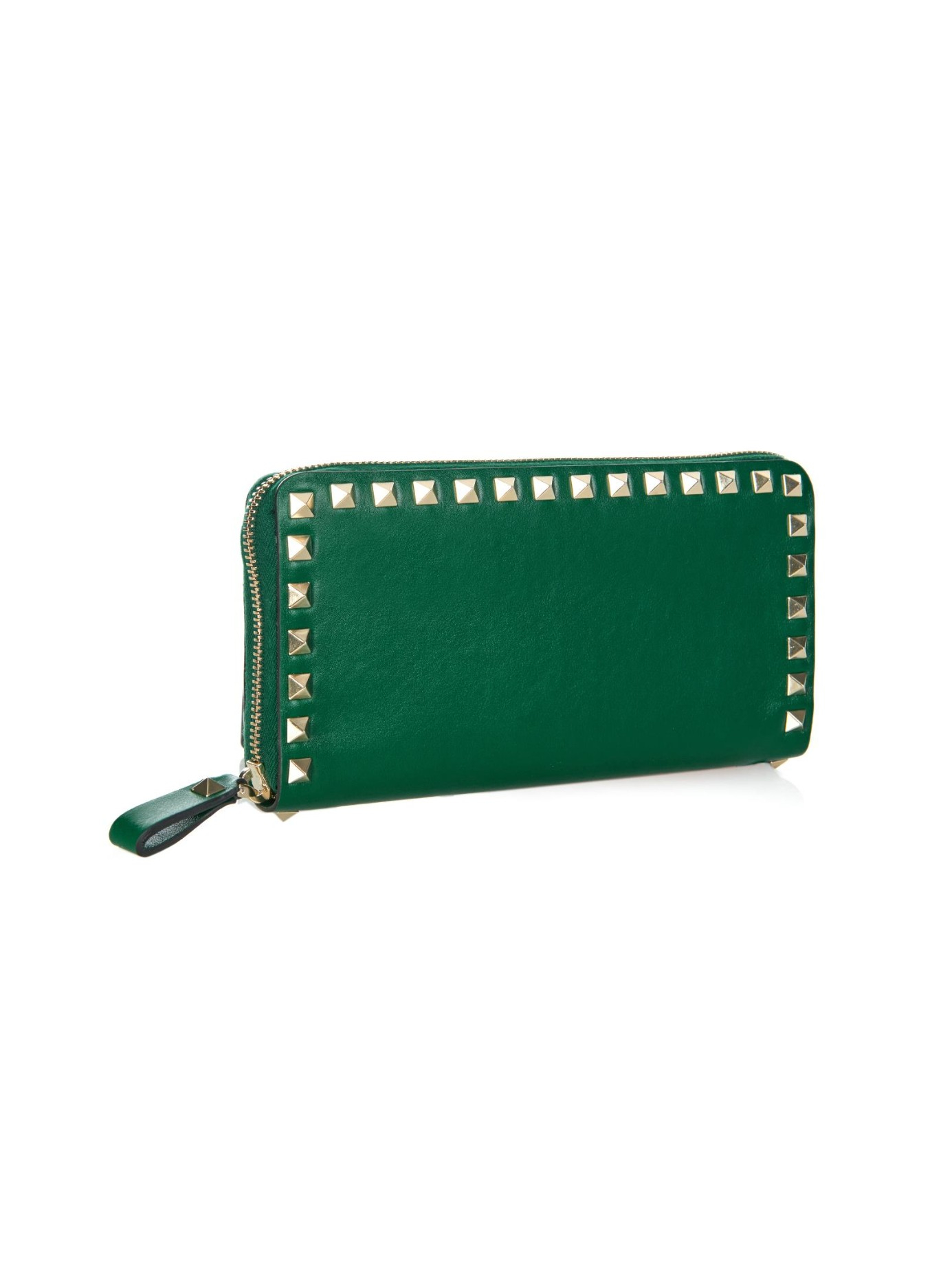 Lyst Valentino Rockstud Large Leather Wallet in Green