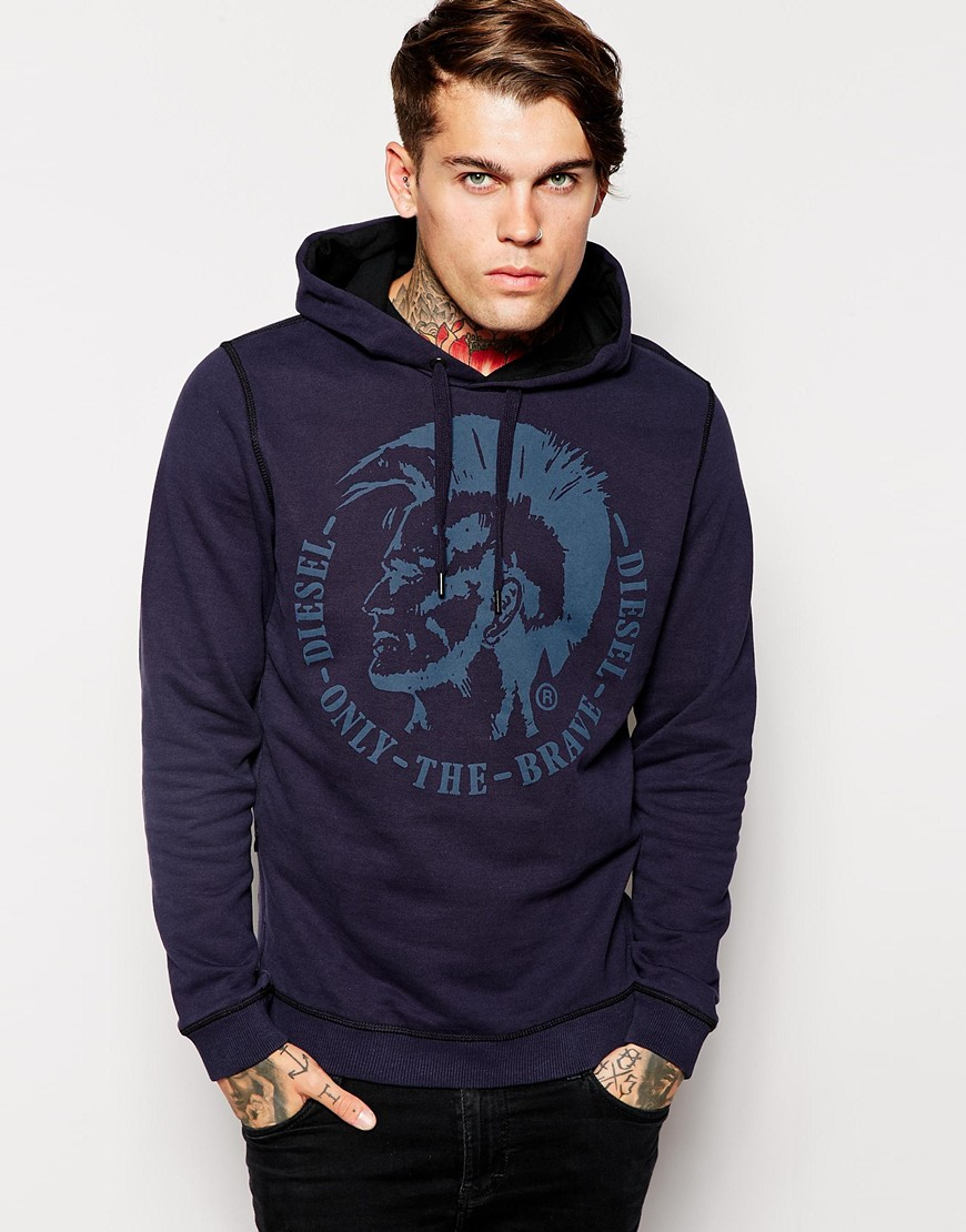 DIESEL Hooded Sweatshirt Suzanne with Only The Brave Logo in Navy (Blue ...