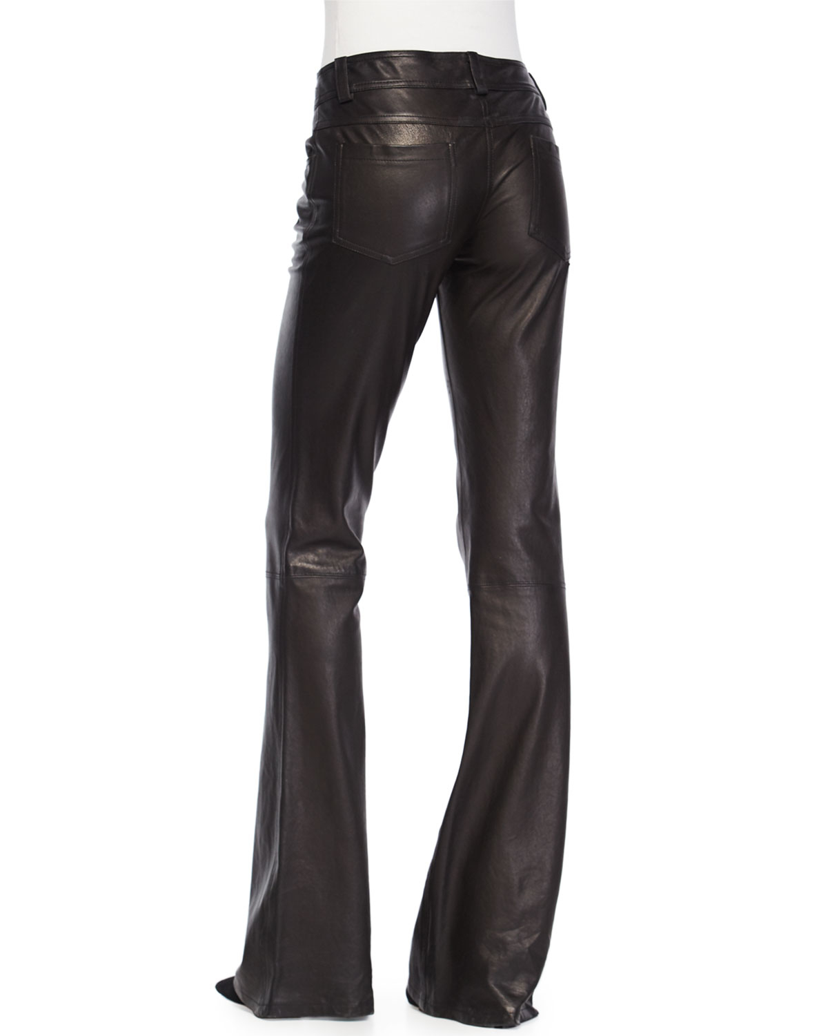 Alice + Olivia Leather Flare-leg Pants in Black | Lyst