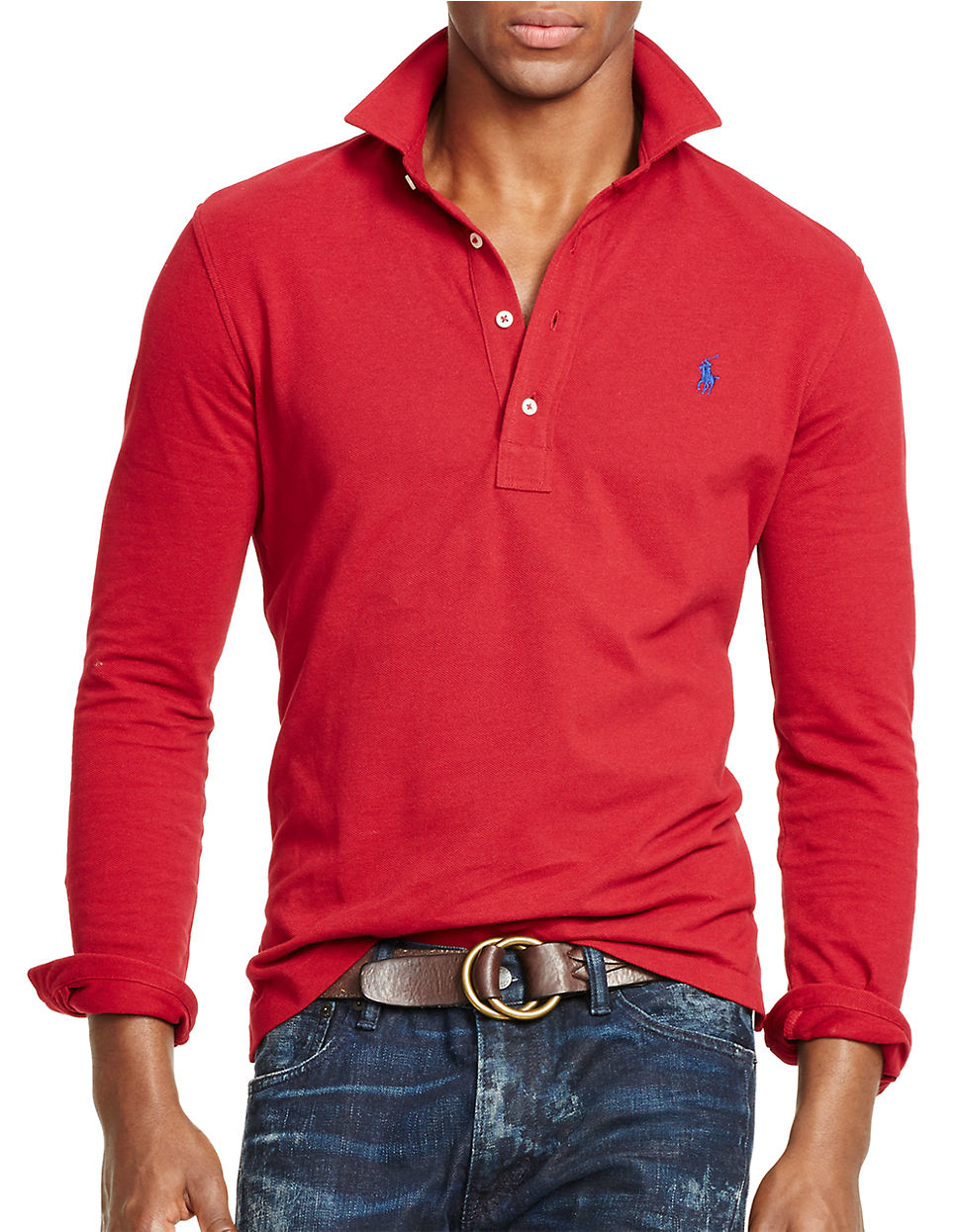 Polo ralph lauren Long-sleeved Mesh Estate Shirt in Red for Men