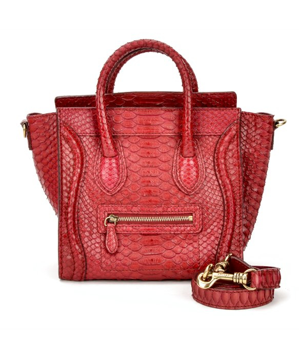 celine burgundy exotic leathers handbag luggage