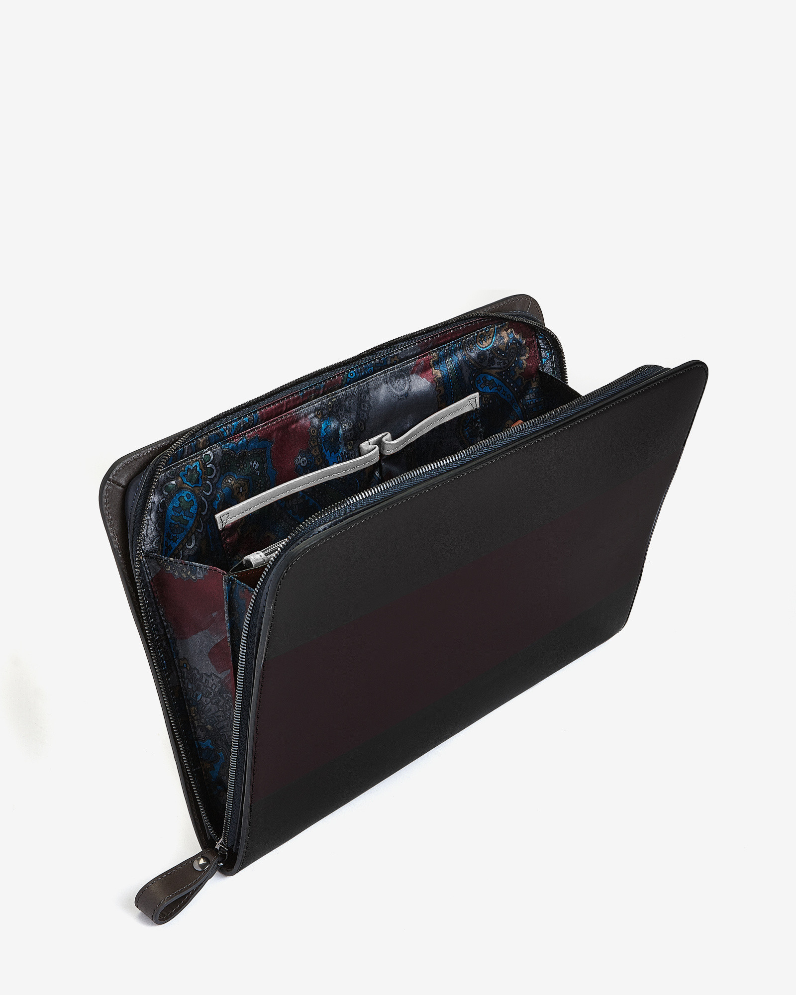 Ted baker Striped Leather Document Bag in Black for Men Lyst