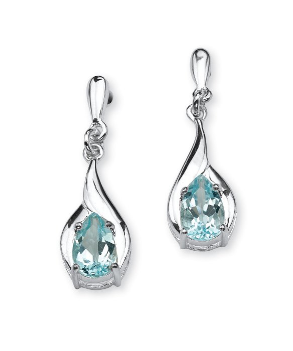 Lyst Palmbeach Jewelry 2 20 Tcw Pear Cut Blue Topaz Drop Earrings Gallery