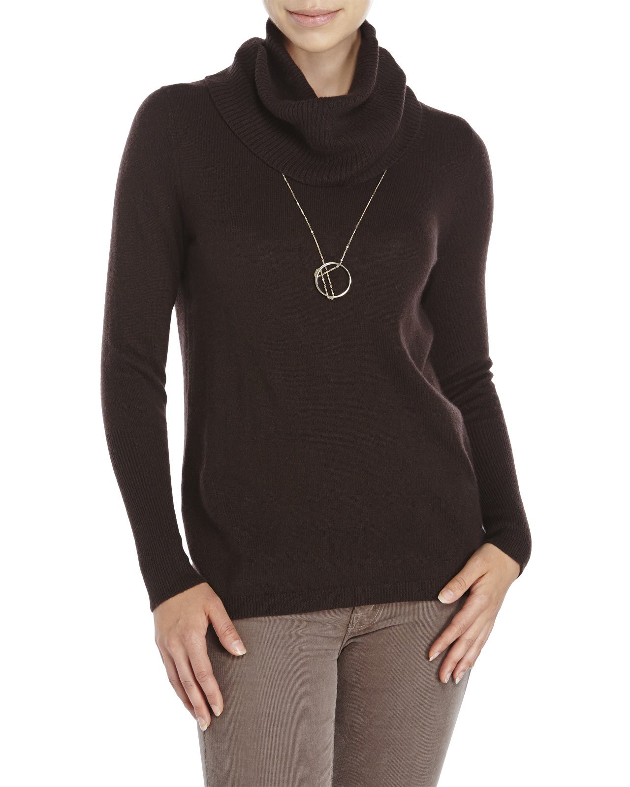 Magaschoni Cowl Neck Cashmere Sweater in Brown (Dark Chocolate) | Lyst