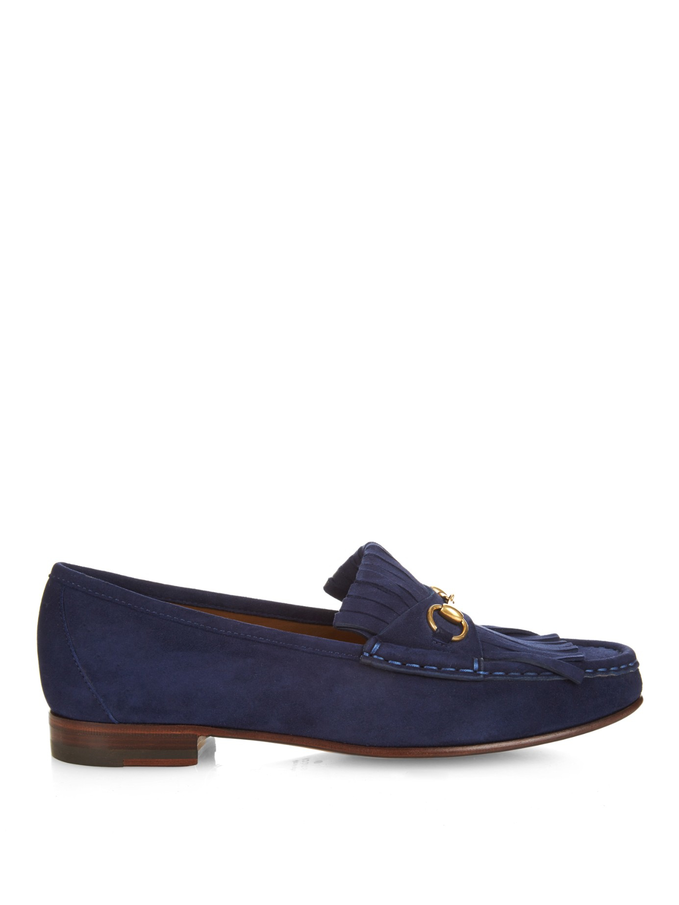 Lyst - Gucci Horsebit Suede Loafers in Blue