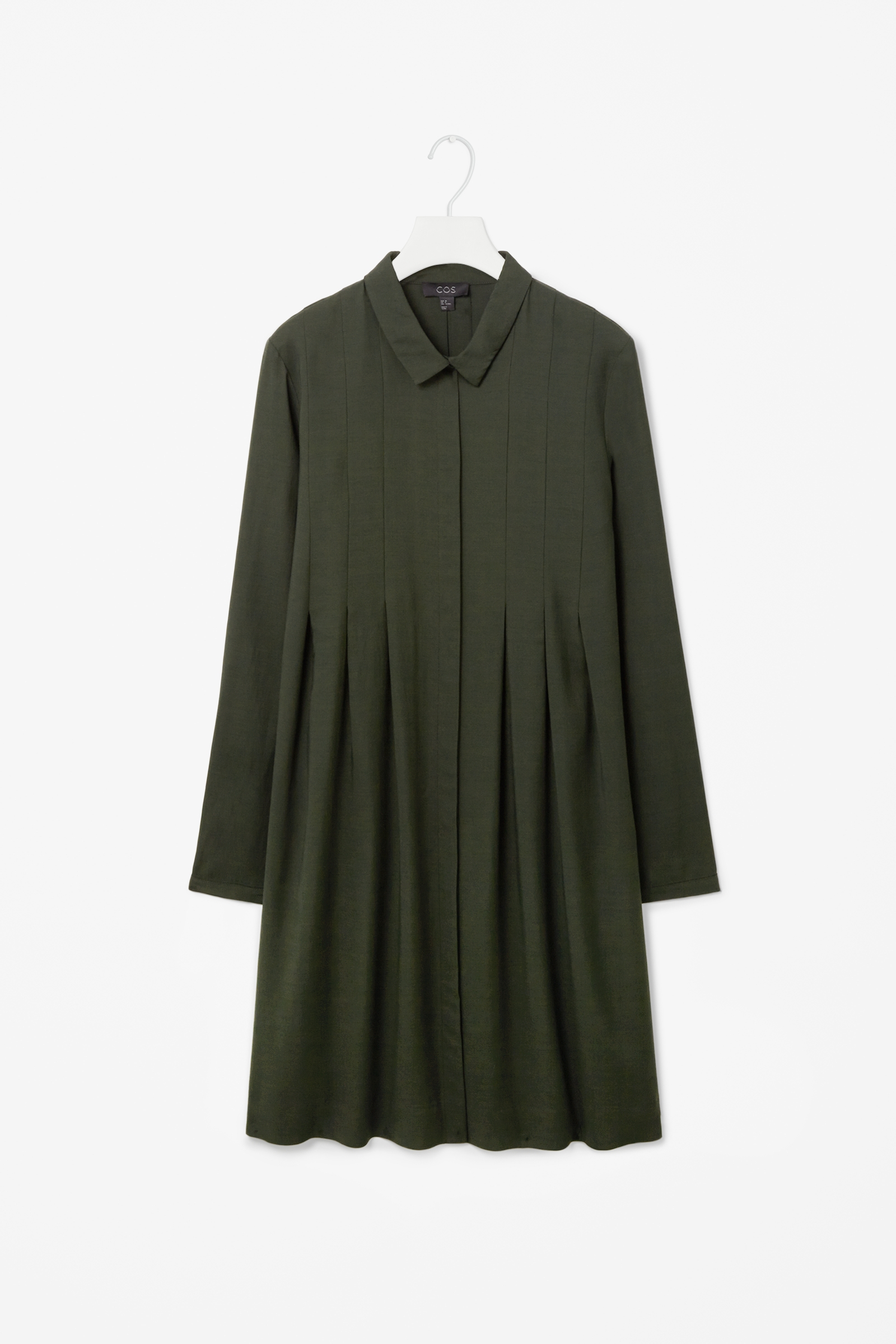 Cos Pleated Shirt Dress in Green (Green Yellowish Dark) | Lyst