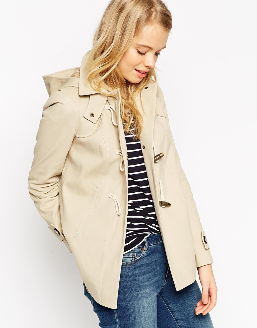 Asos Duffle Coat In Brushed Cotton in Natural | Lyst