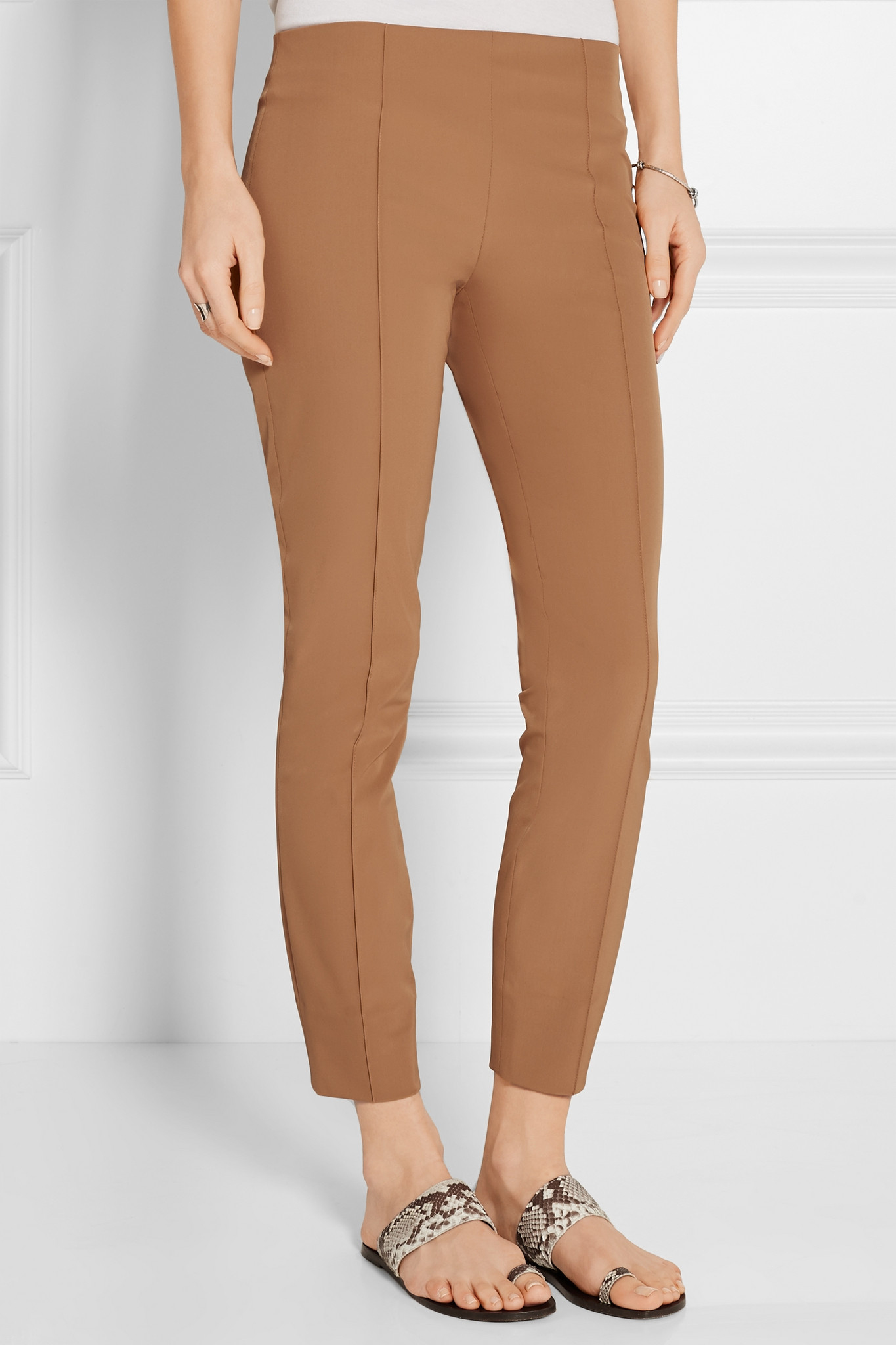 Lyst The Row Caro Cropped Stretch Twill Skinny Pants In Brown