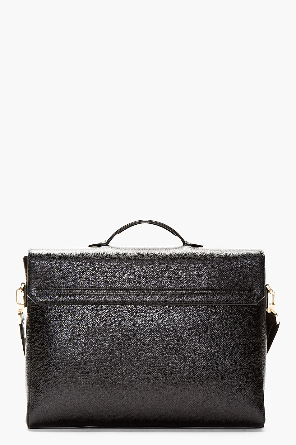 Lyst - Thom Browne Black Grained Leather Messenger Bag in Black for Men
