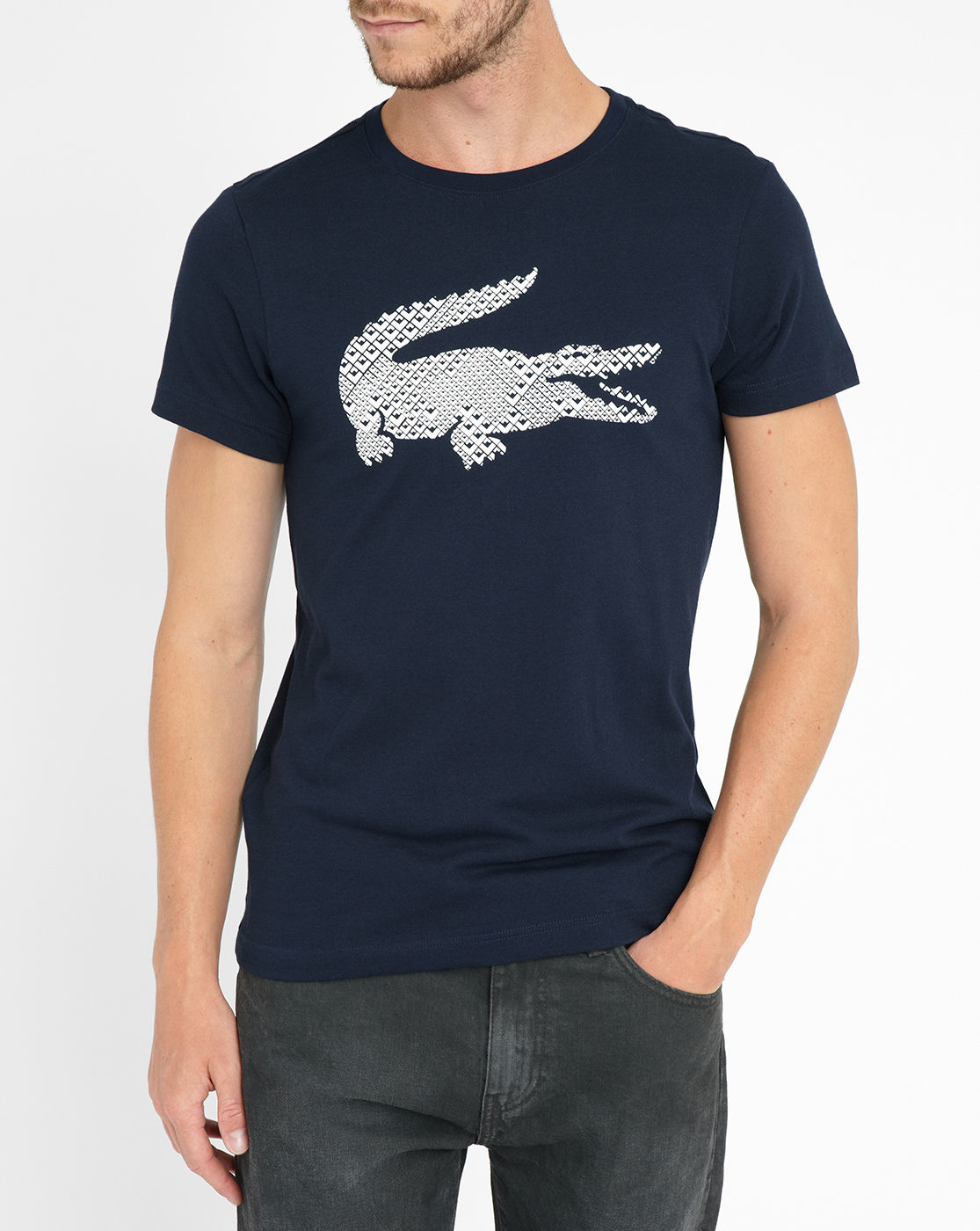 Lacoste Navy/white Two-tone T-shirt With Crocodile Logo in Blue for Men ...