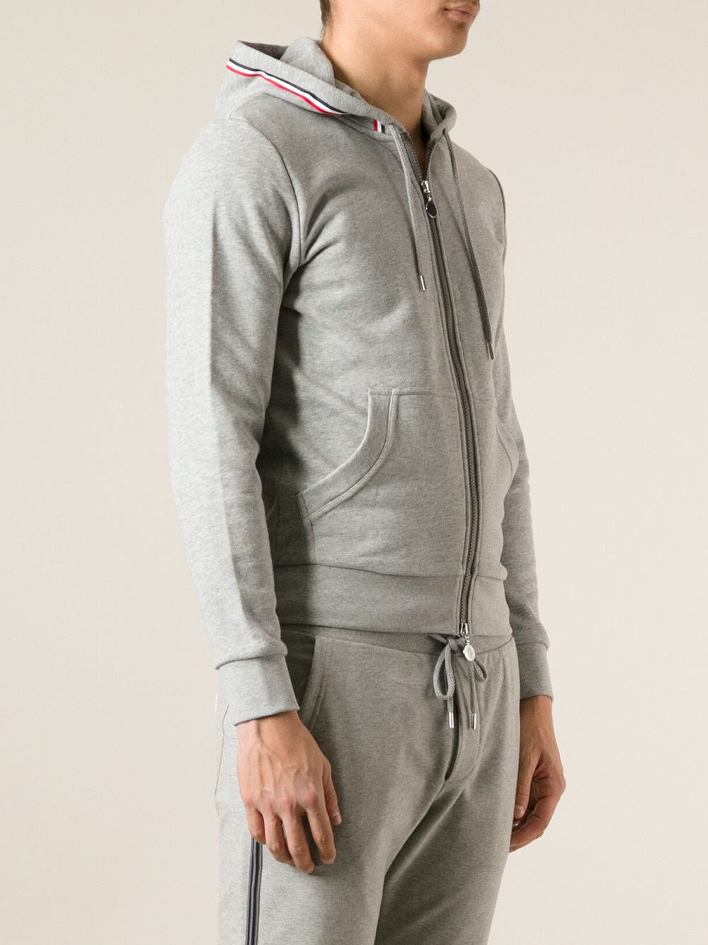 Moncler Zip Front Hoodie in Gray for Men - Lyst