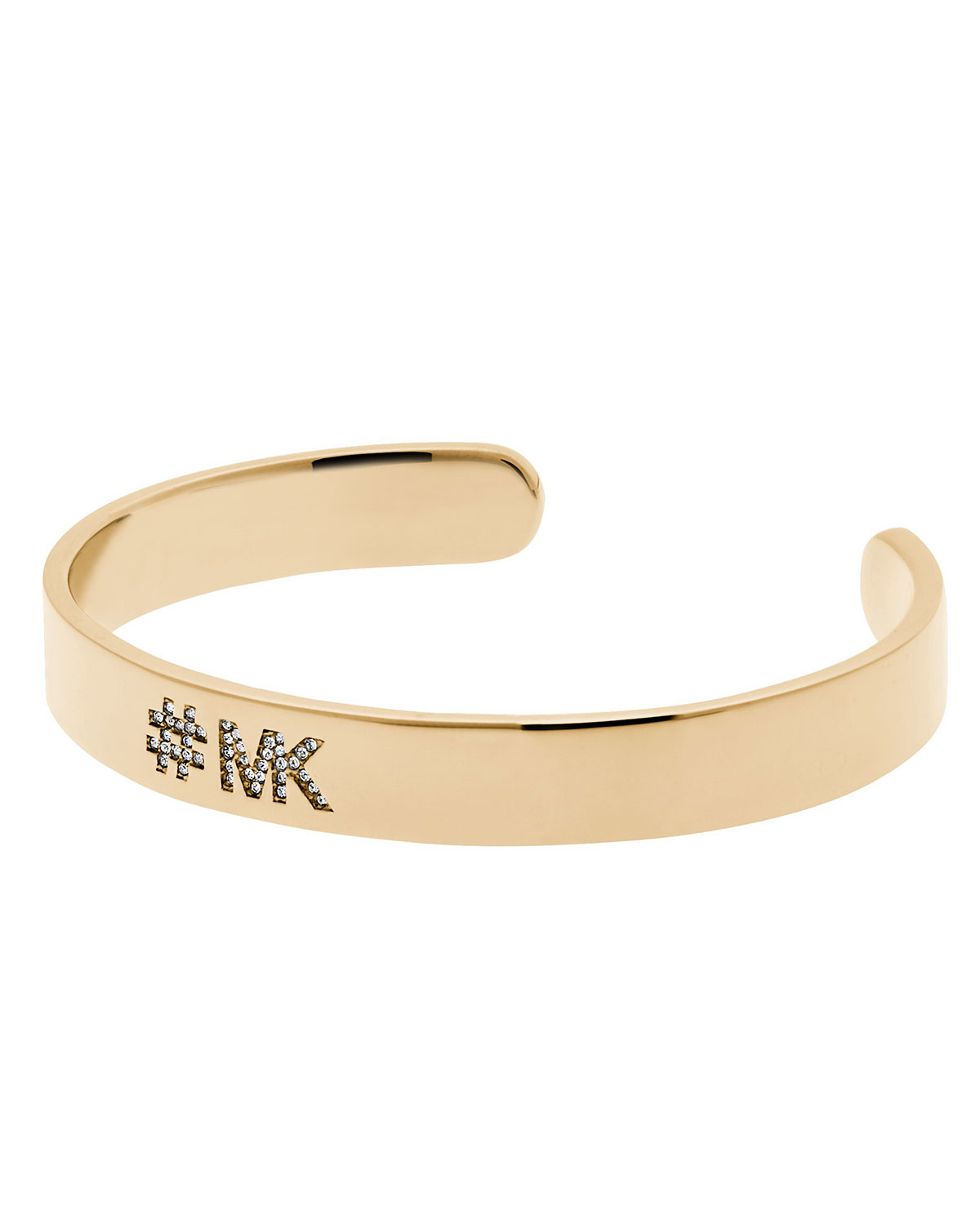 Lyst Michael Kors Mk Logo Crystal Cuff Bracelet In Metallic Gallery