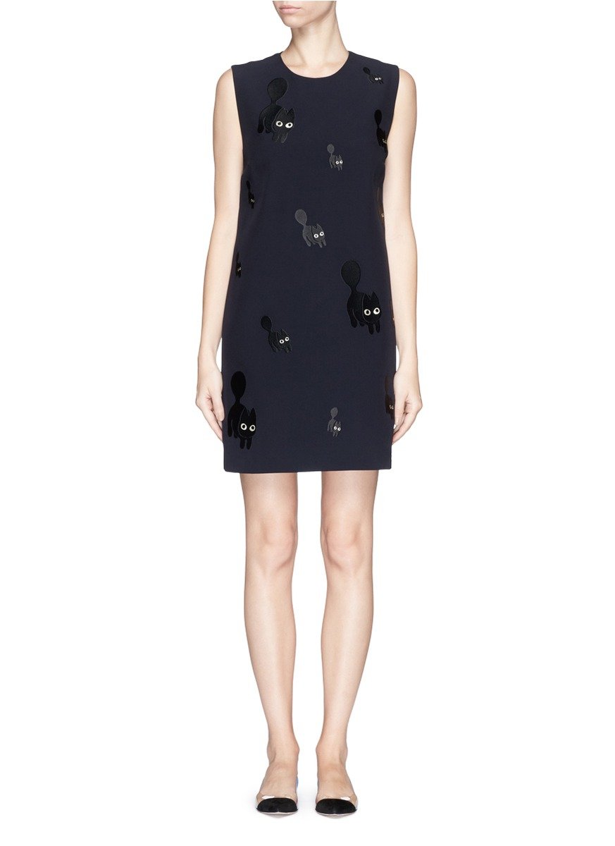Lyst Victoria Beckham Cat Embroidery Satin Back Crepe Gallery