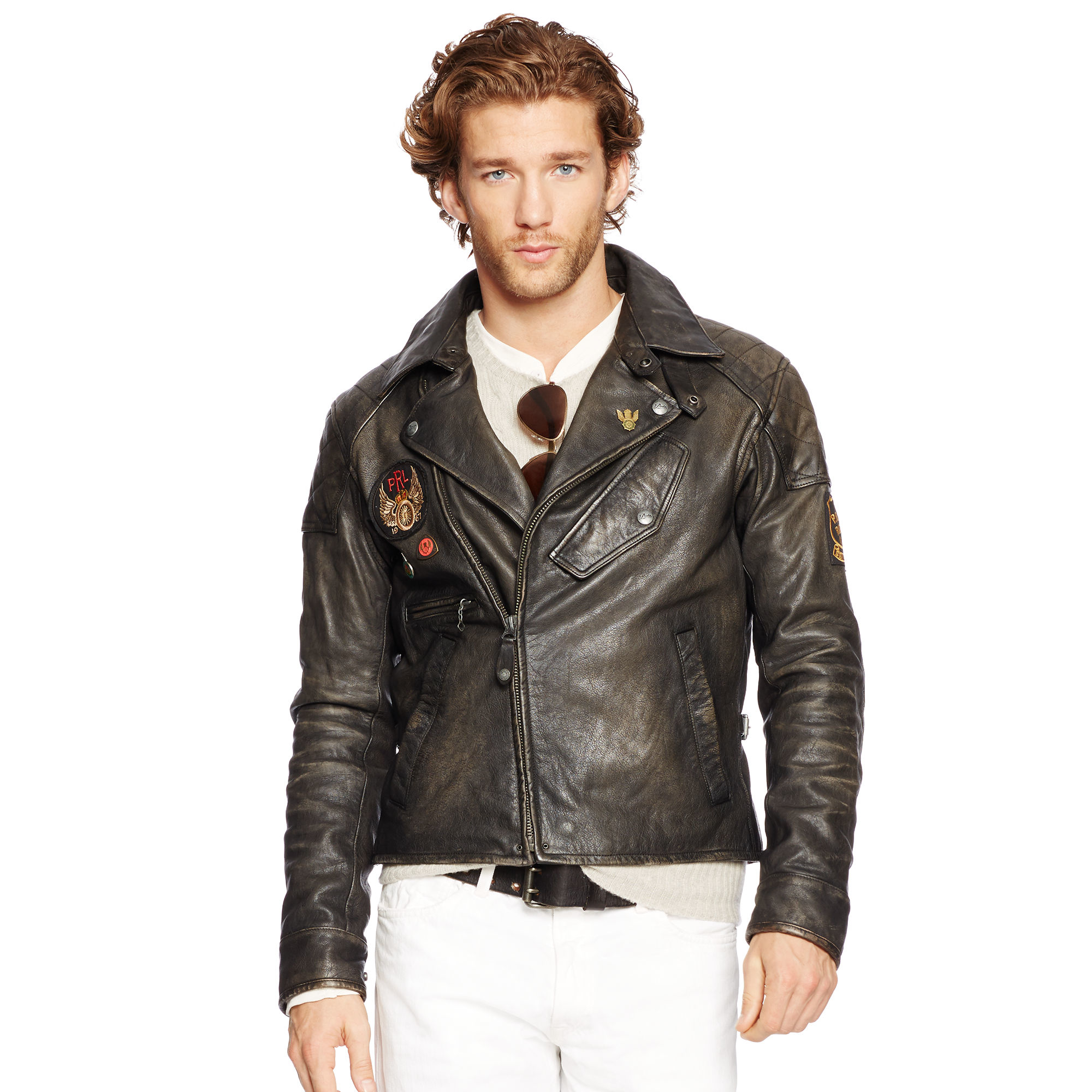 Polo ralph lauren Leather Motorcycle Jacket in Black for