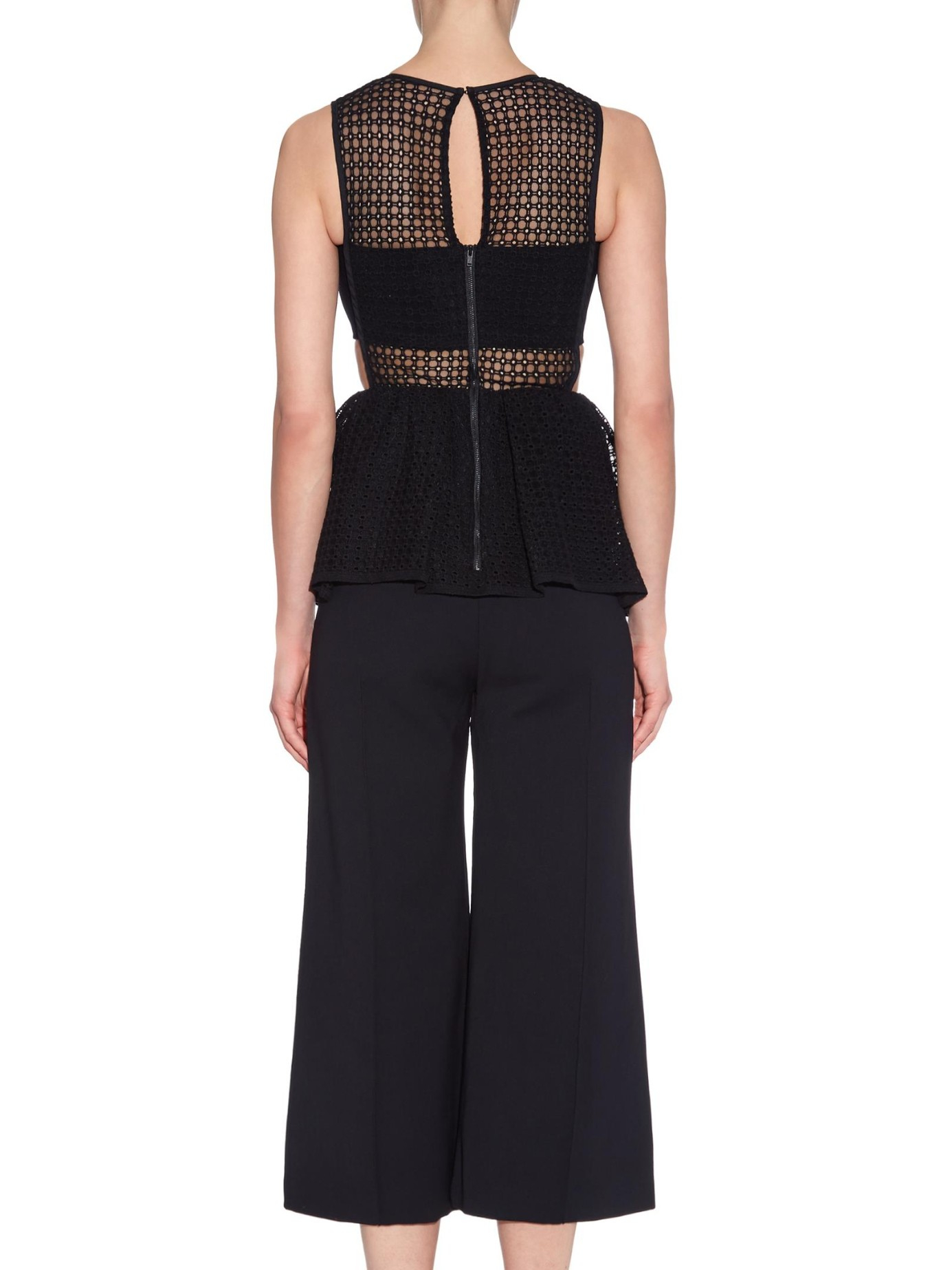 Lyst - Self-Portrait Sculpted-peplum Wide-leg Jumpsuit in Black