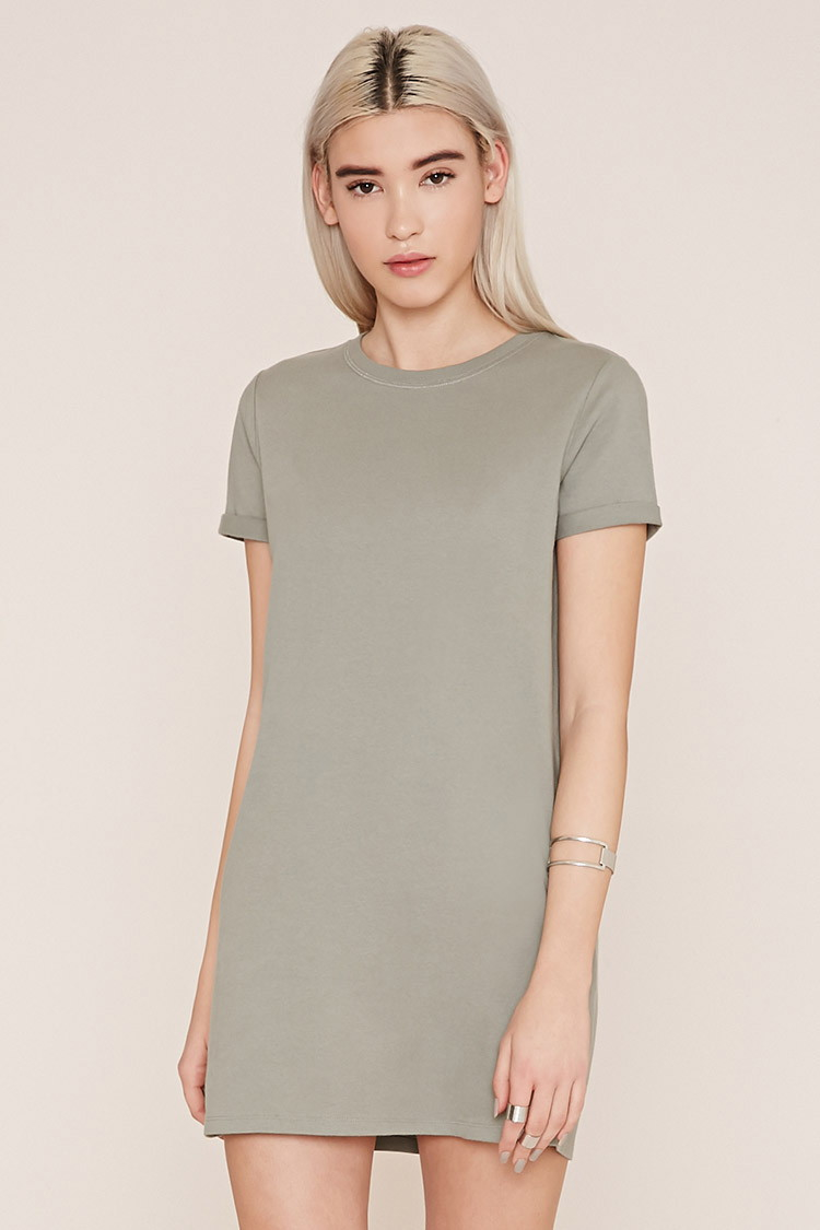  Forever  21  Cuffed sleeve T shirt  Dress  in Gray Lyst