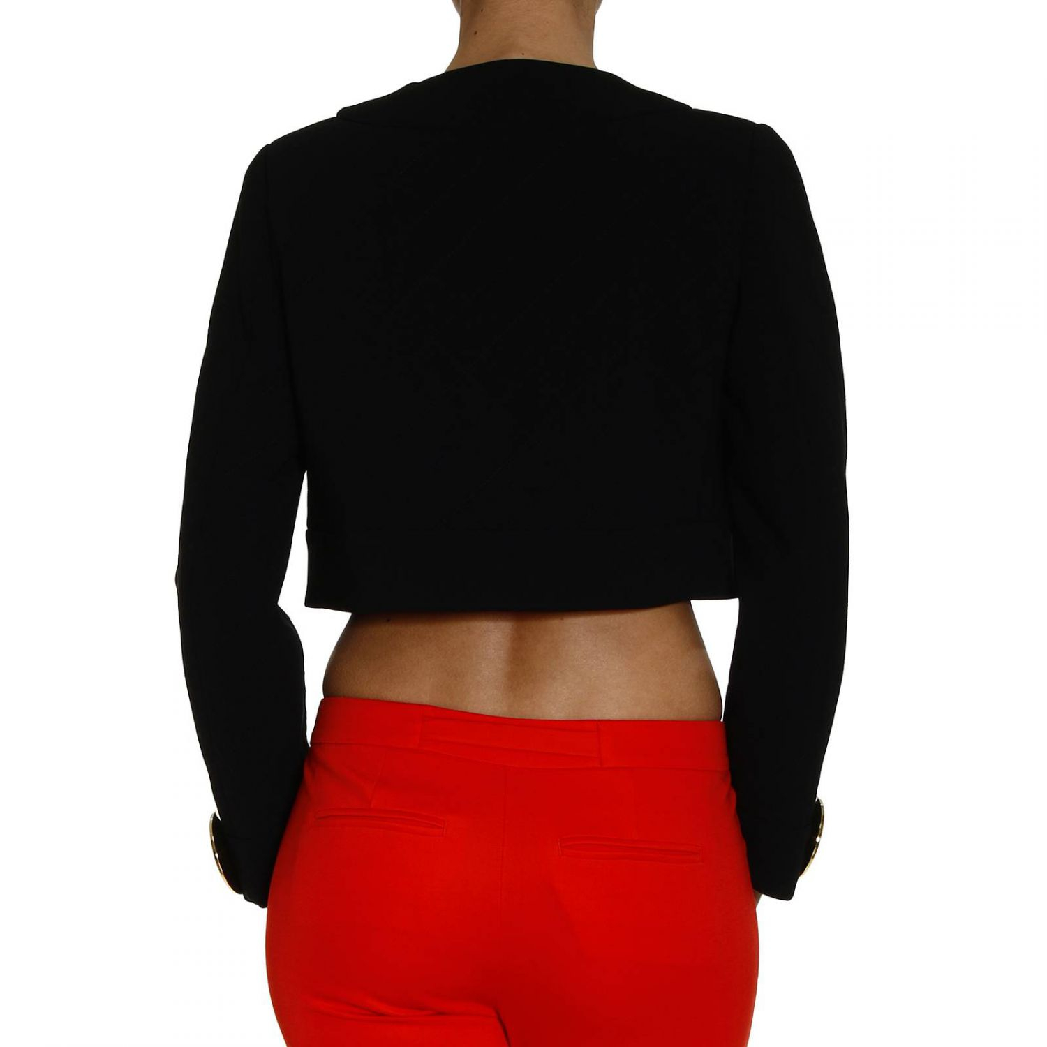 Moschino Jacket Without Collar Crepes With Macro Buttons in Black Lyst