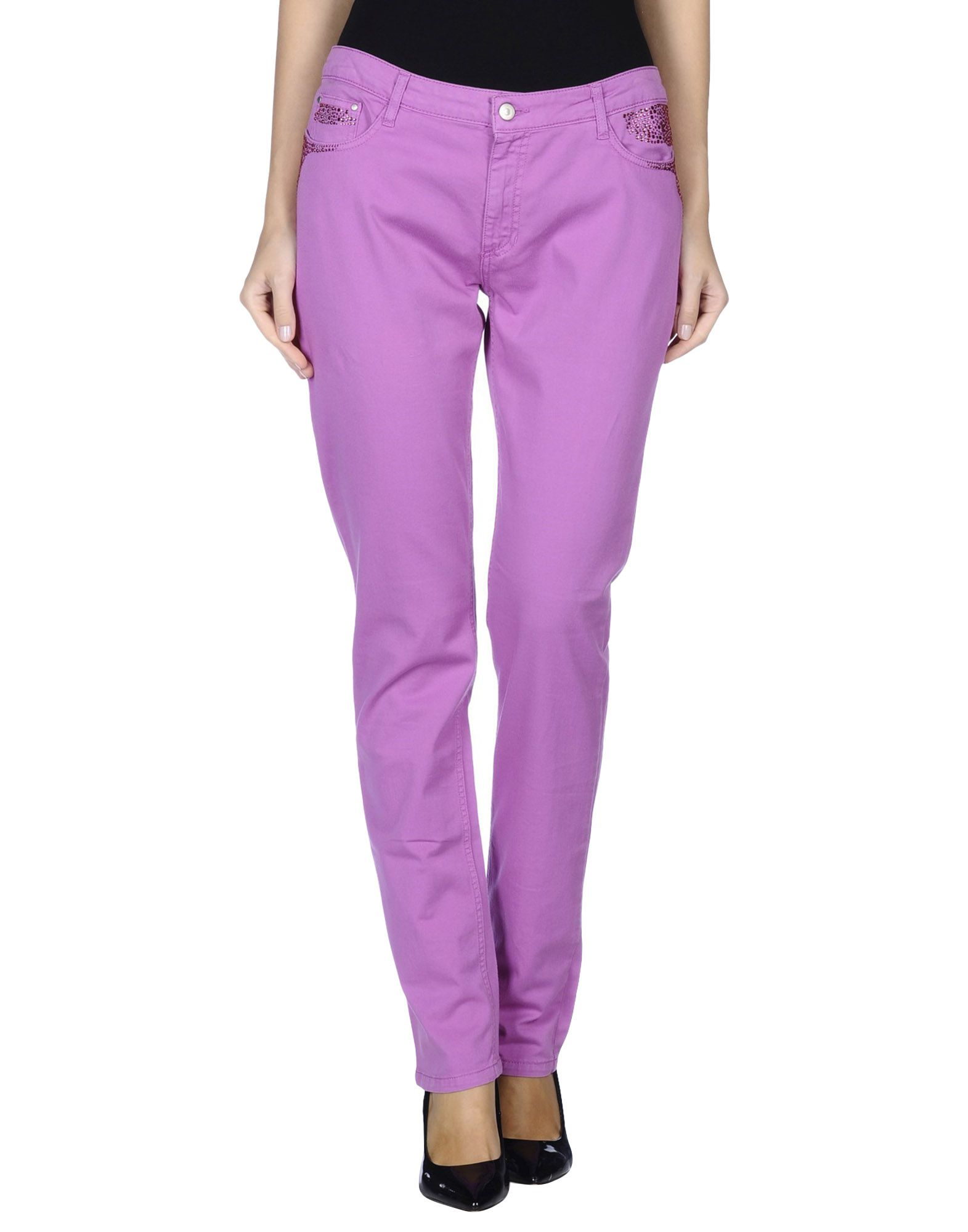 black and purple pants