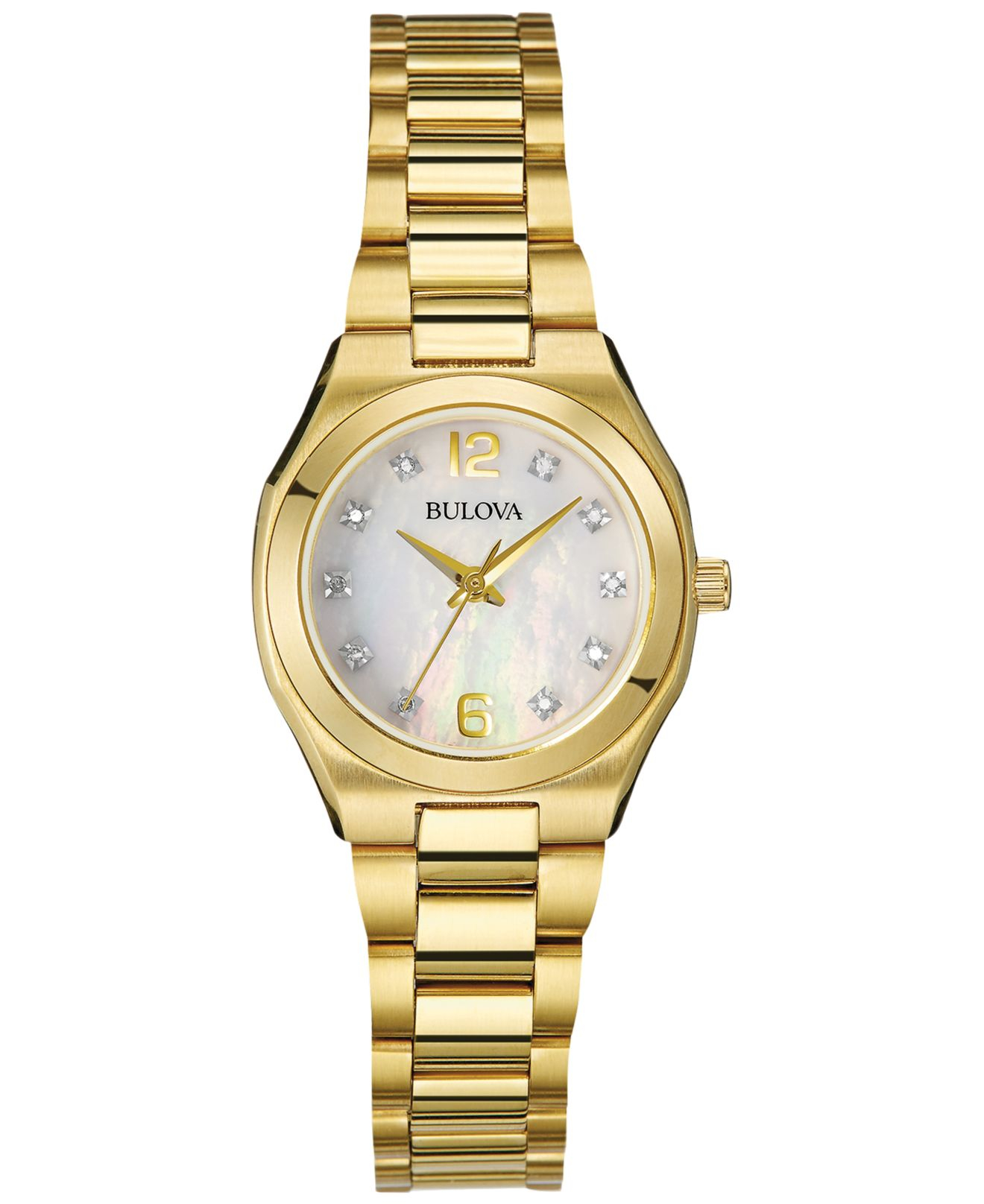 Lyst - Bulova Women's Diamond Accent Gold-tone Stainless Steel Bracelet ...