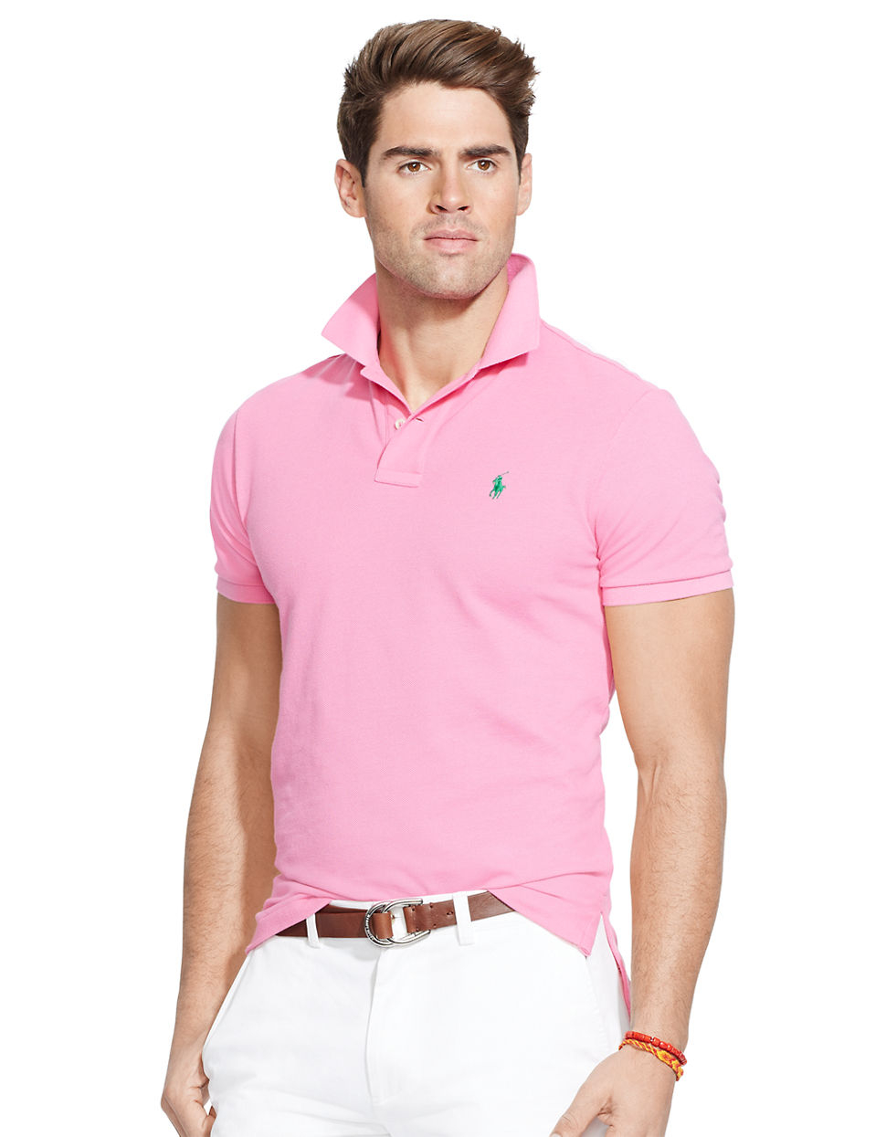 Polo Ralph Lauren | Pink Custom-Fit Mesh Polo Shirt for Men | Lyst