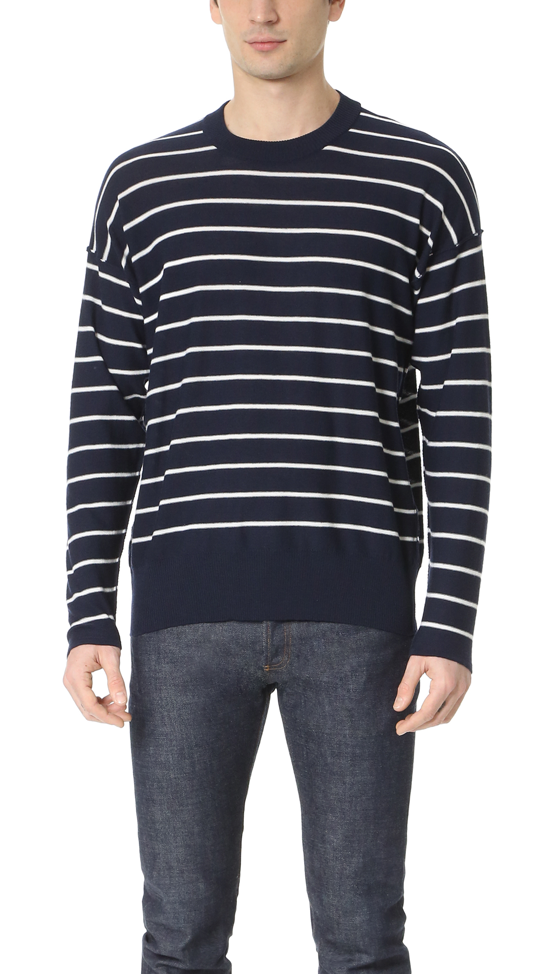 Lyst - AMI Oversized Crew Neck Sweater in Blue for Men