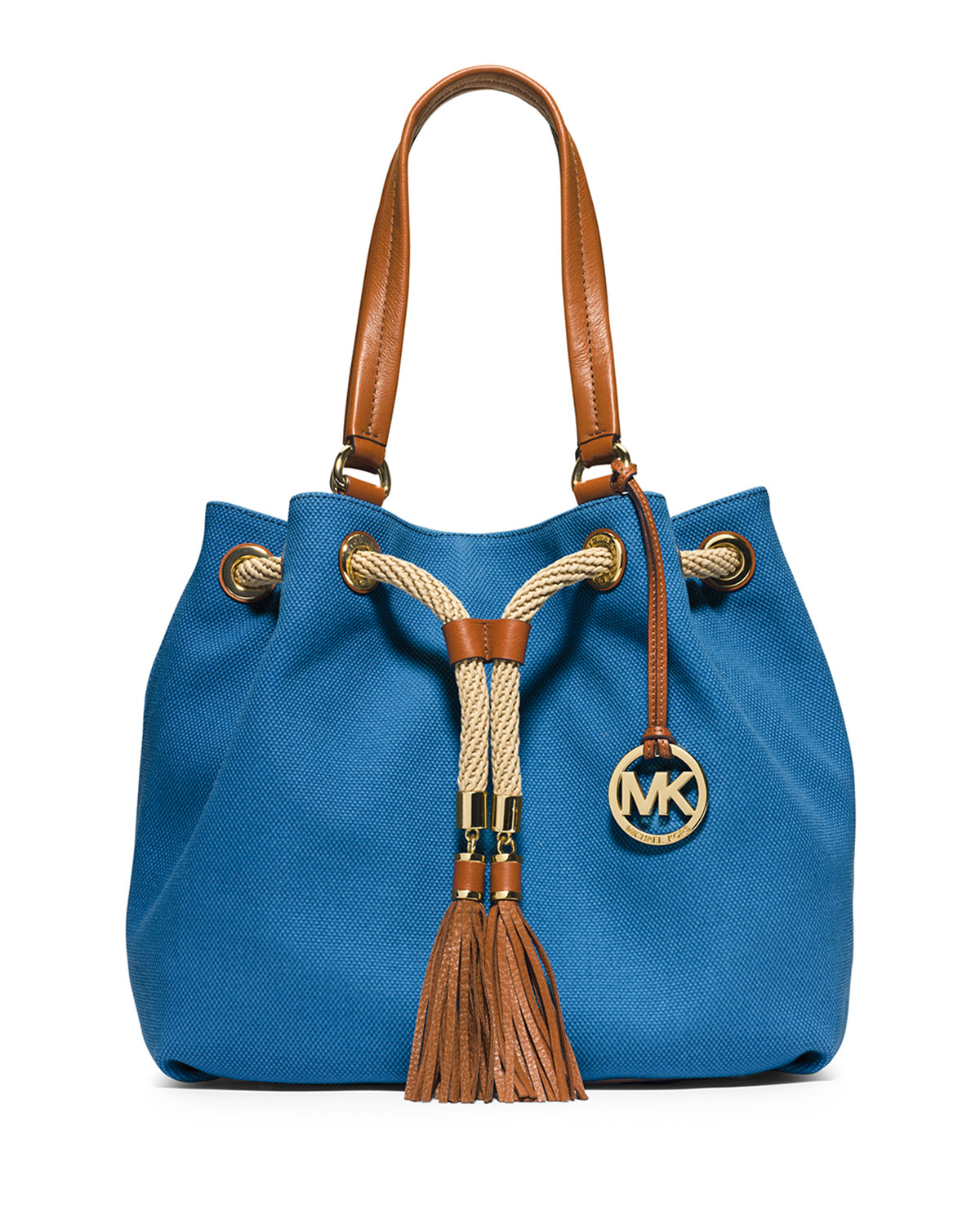 Michael michael kors Marina Large Gathered Canvas Tote Bag in Blue | Lyst