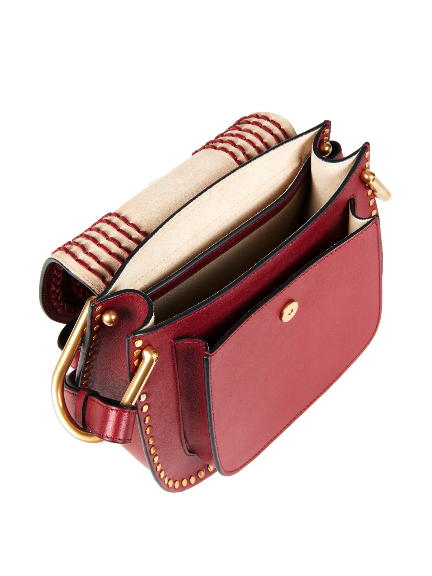Chlo Hudson Small Leather Shoulder Bag in Red (BURGUNDY) | Lyst  