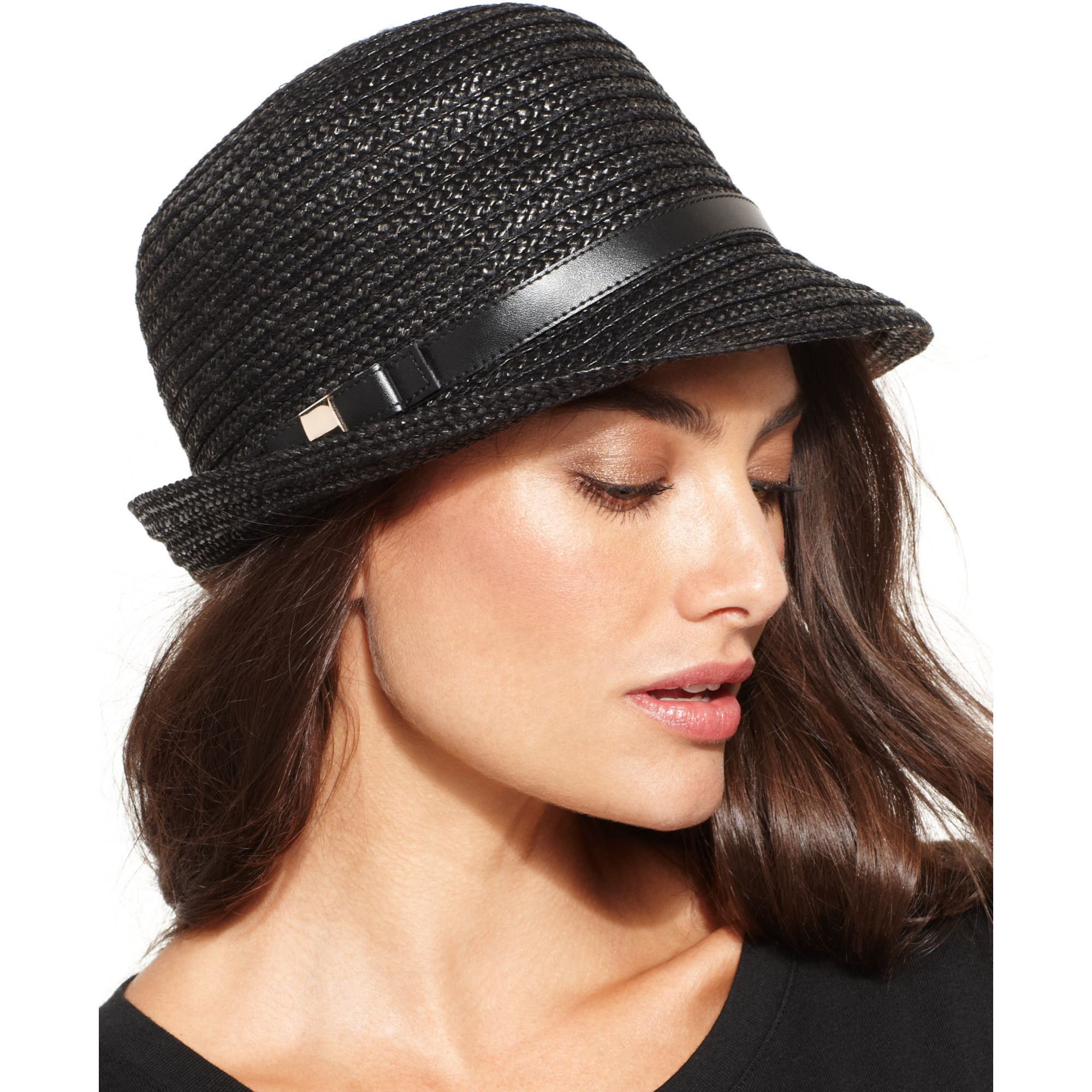 Nine west Short Brim Cloche Hat in Black | Lyst