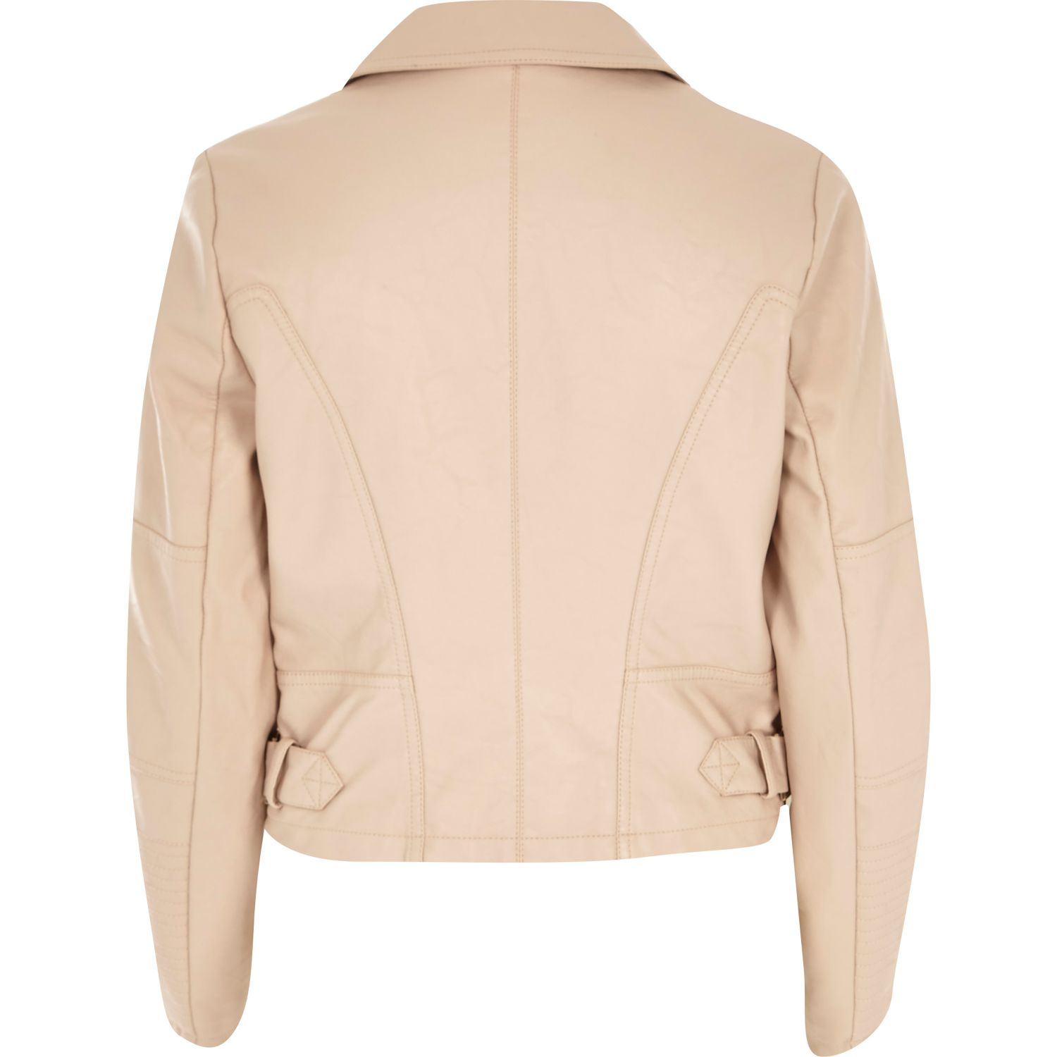 River Island Pink Leather Look Zip Pocket Biker Jacket In Lyst Gallery