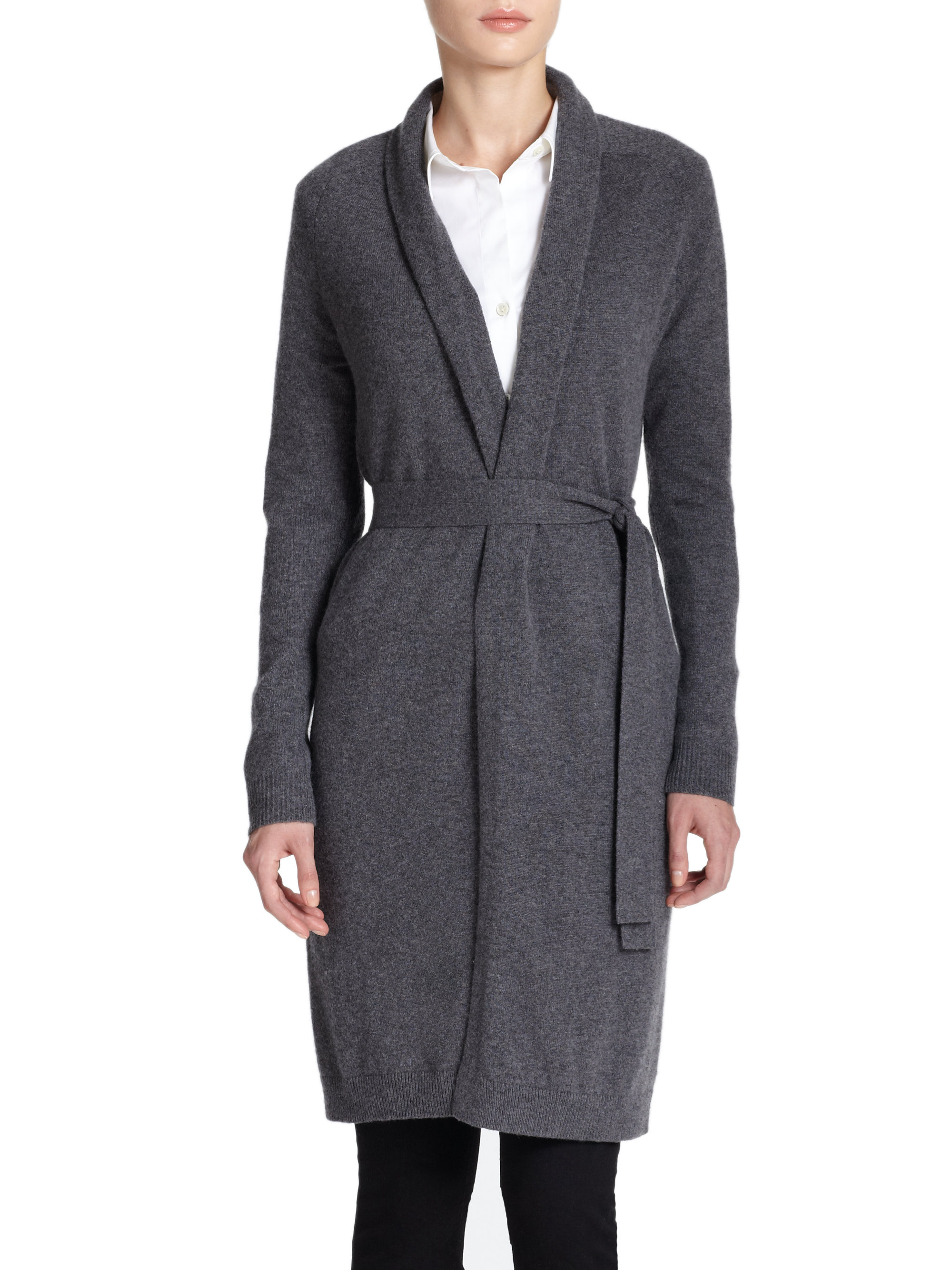 Theory Ashtry Cashmere Wrap Cardigan Sweater in Gray - Lyst