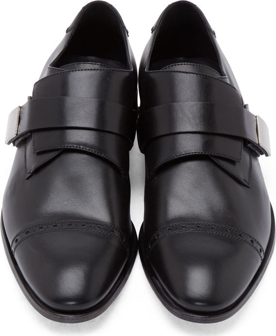 Lyst - Calvin Klein Black Leather Monk Strap Shoes in Black for Men