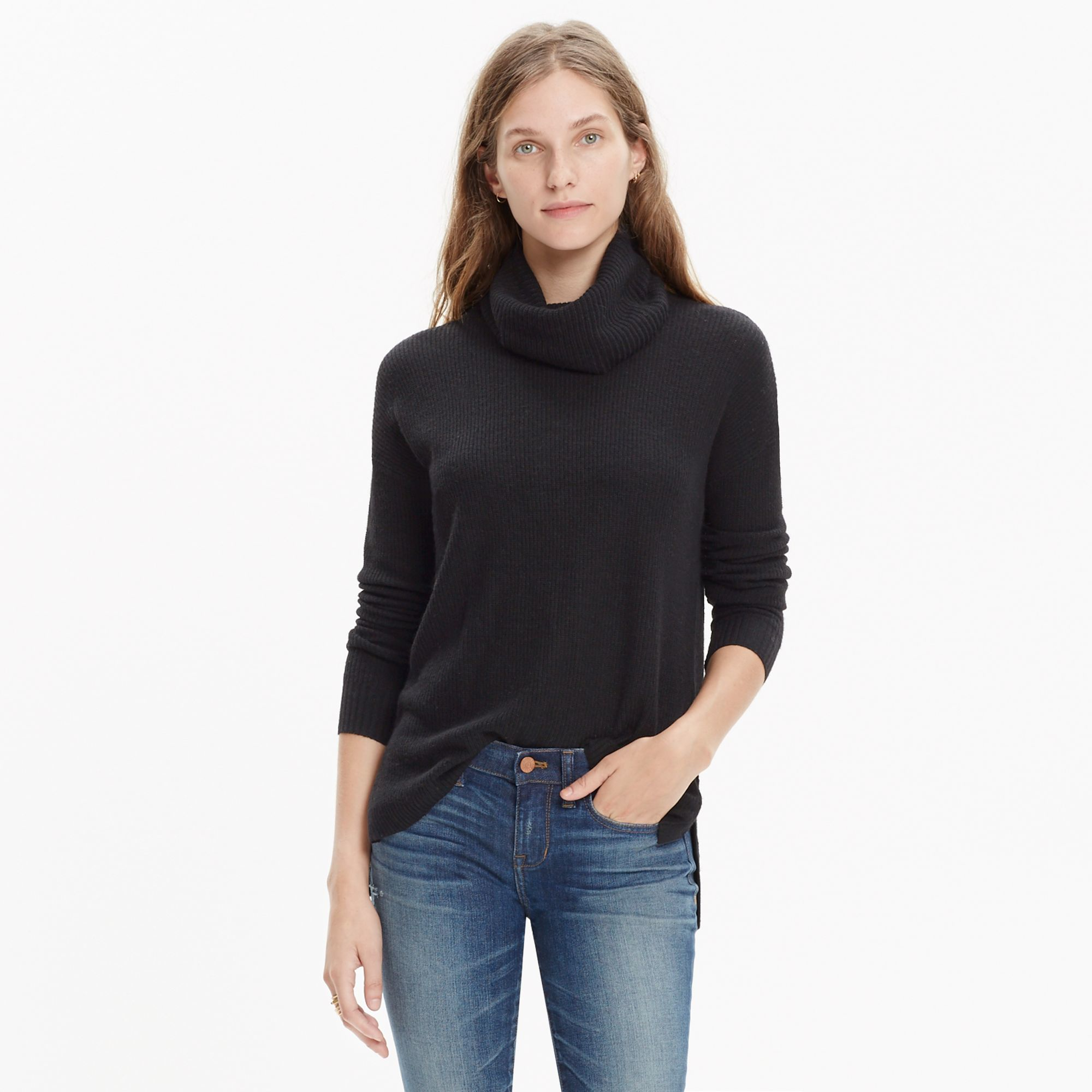 Madewell Ribbed Turtleneck Sweater in Black | Lyst