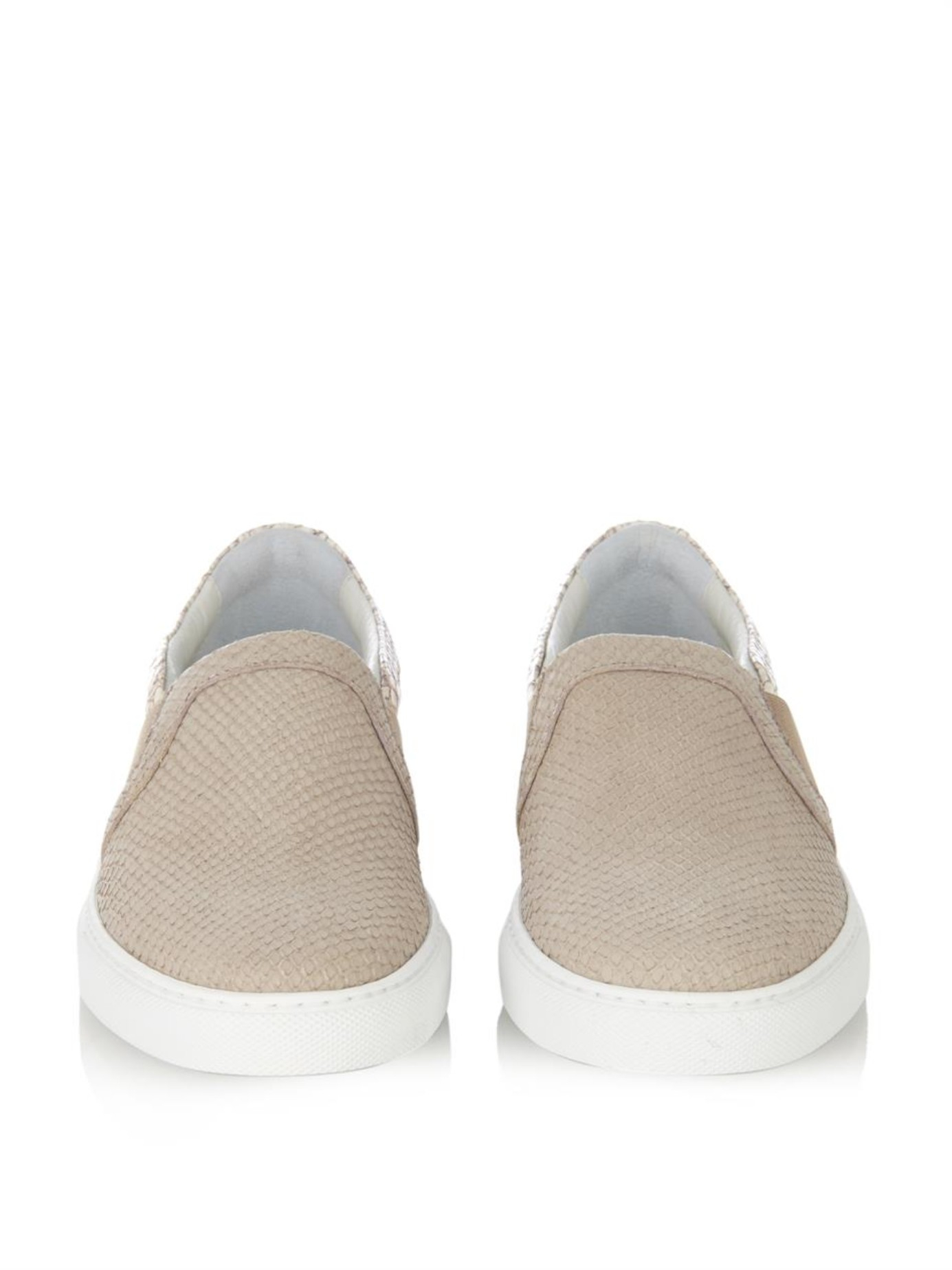 Leather Sneakers In Snake On Slip Effect Lyst Lanvin Metallic FCYRtt