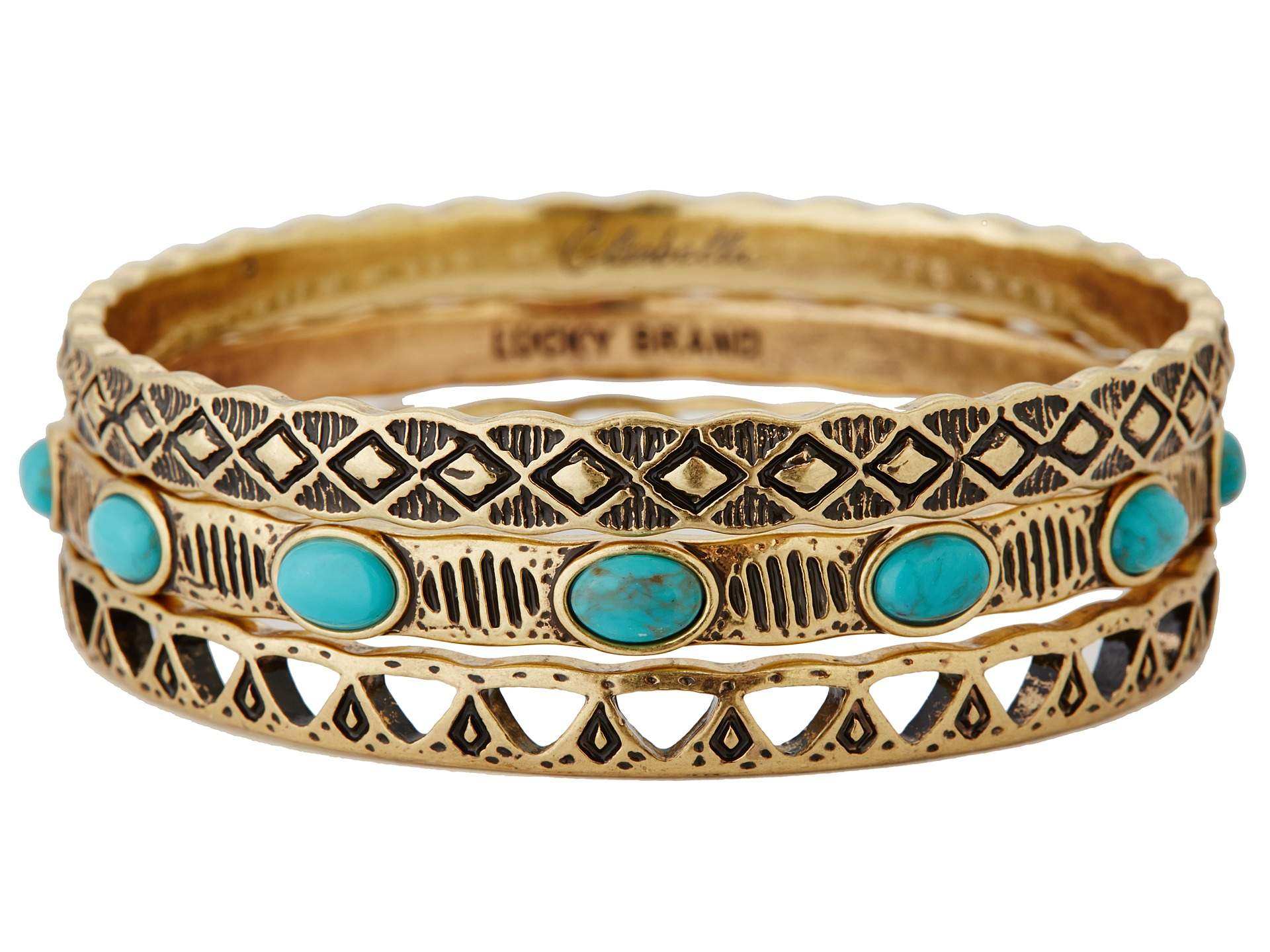 Lucky brand Cleobella Bangle Set Bracelets in Blue (Gold) | Lyst